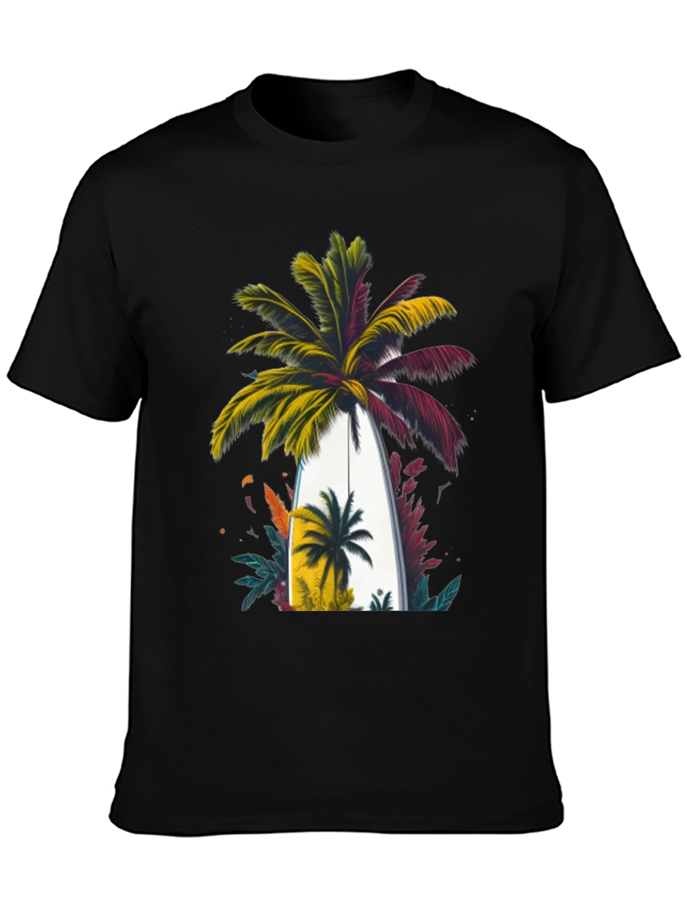 Tropical Palm Surfboard Graphic Tee