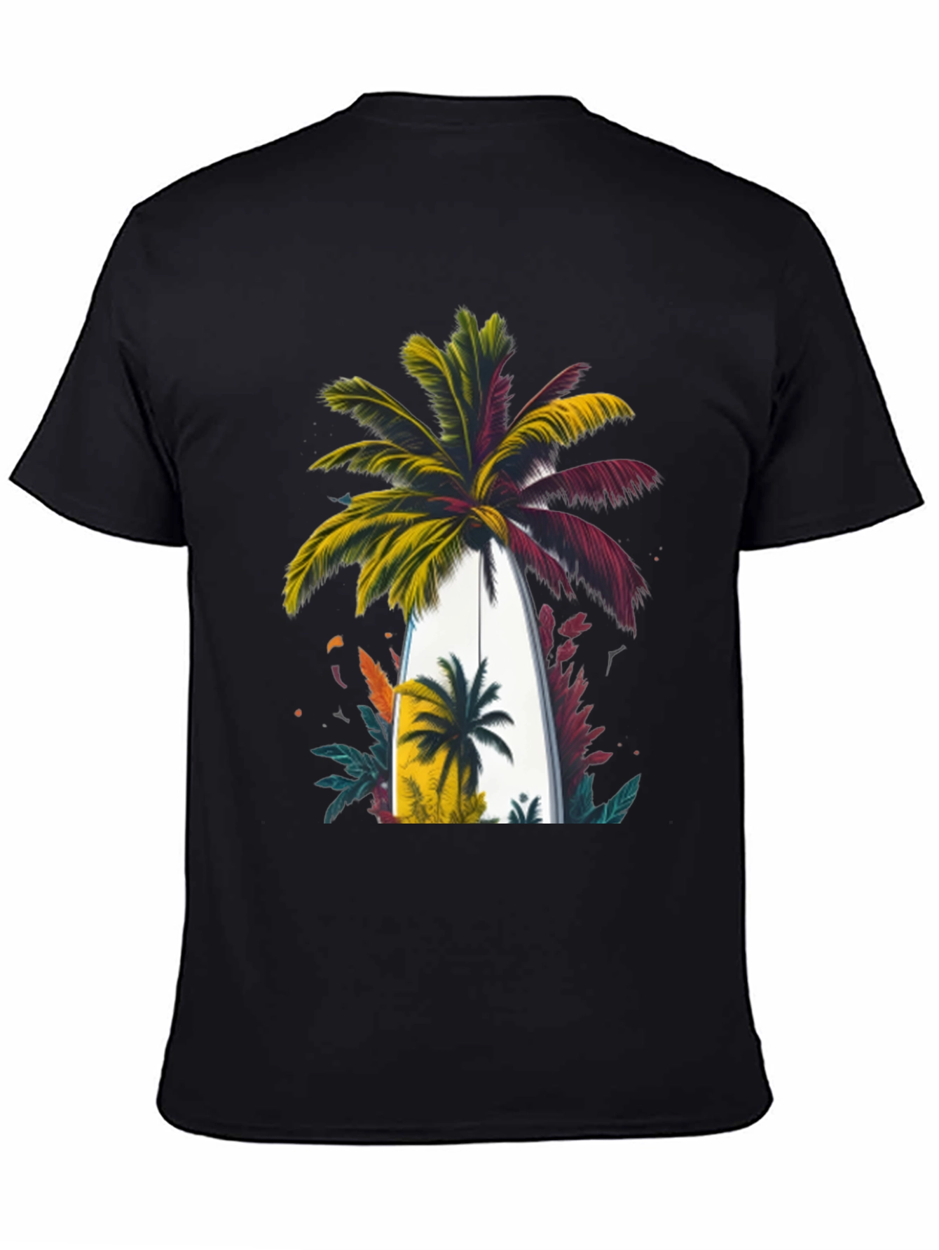 Tropical Palm Surfboard Graphic Tee