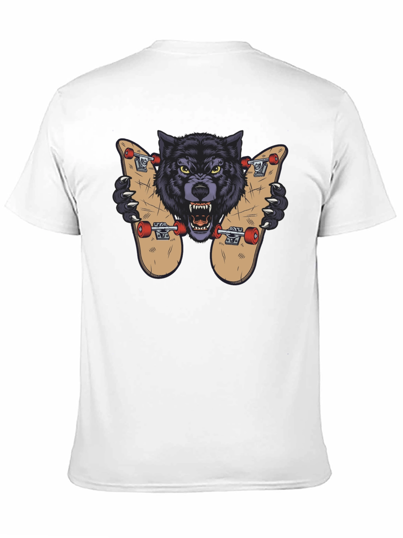 Wolf Skateboard Graphic Tee - Cool Streetwear Design