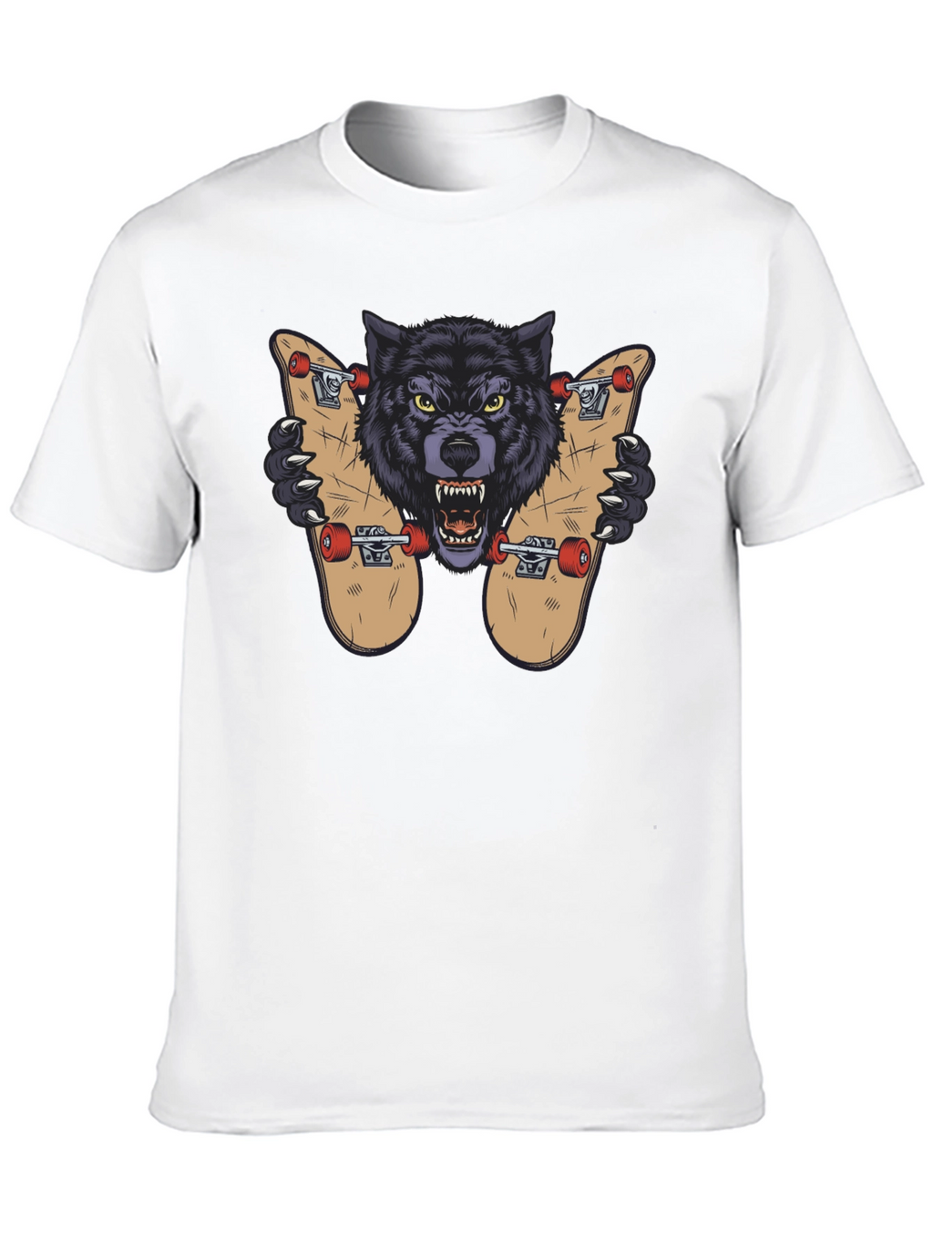 Wolf Skateboard Graphic Tee - Cool Streetwear Design
