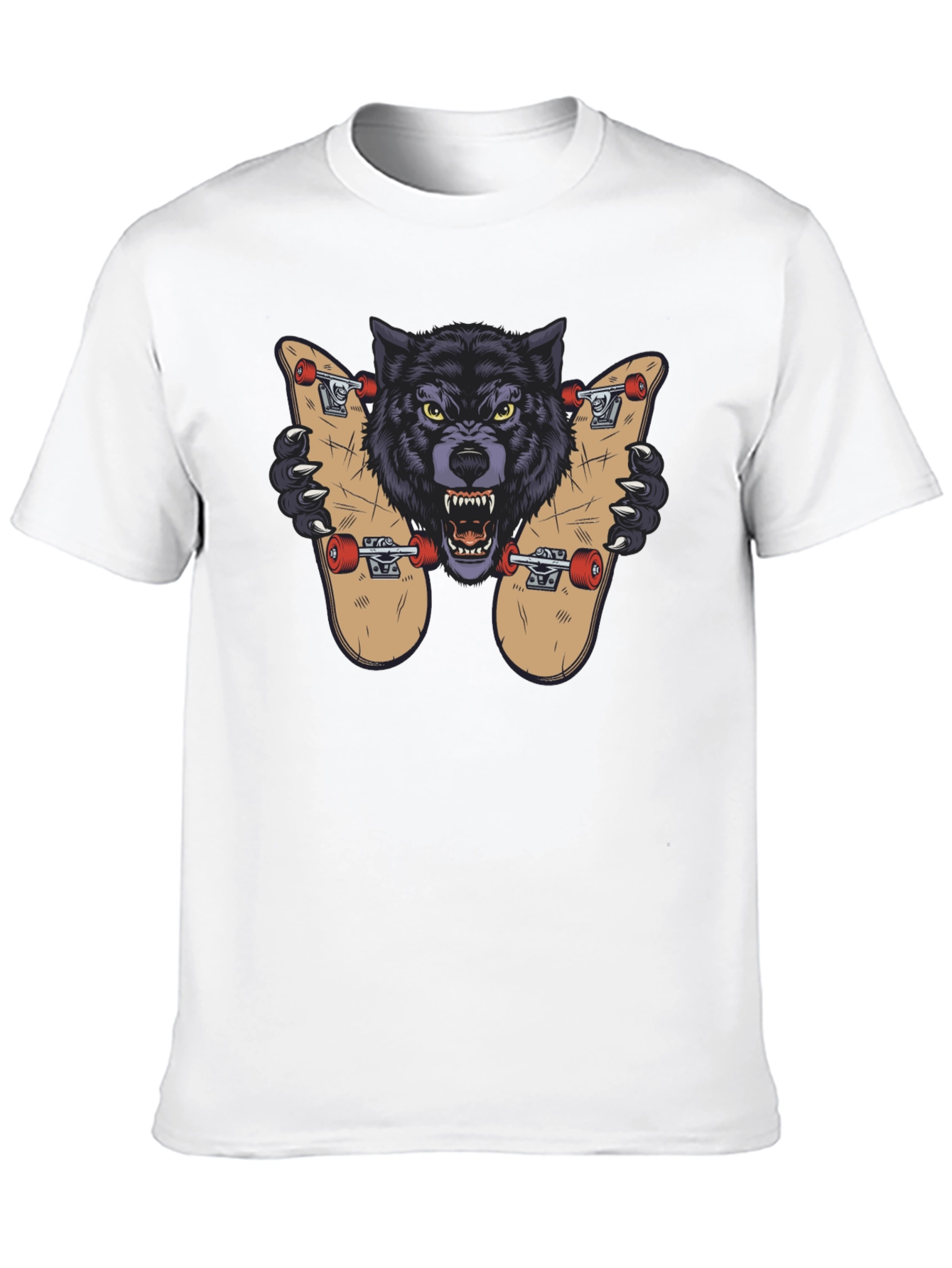 Wolf Skateboard Graphic Tee - Cool Streetwear Design