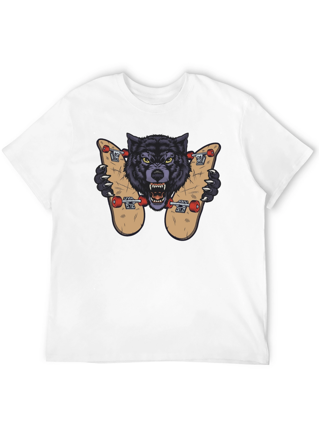 Wolf Skateboard Graphic Tee - Cool Streetwear Design