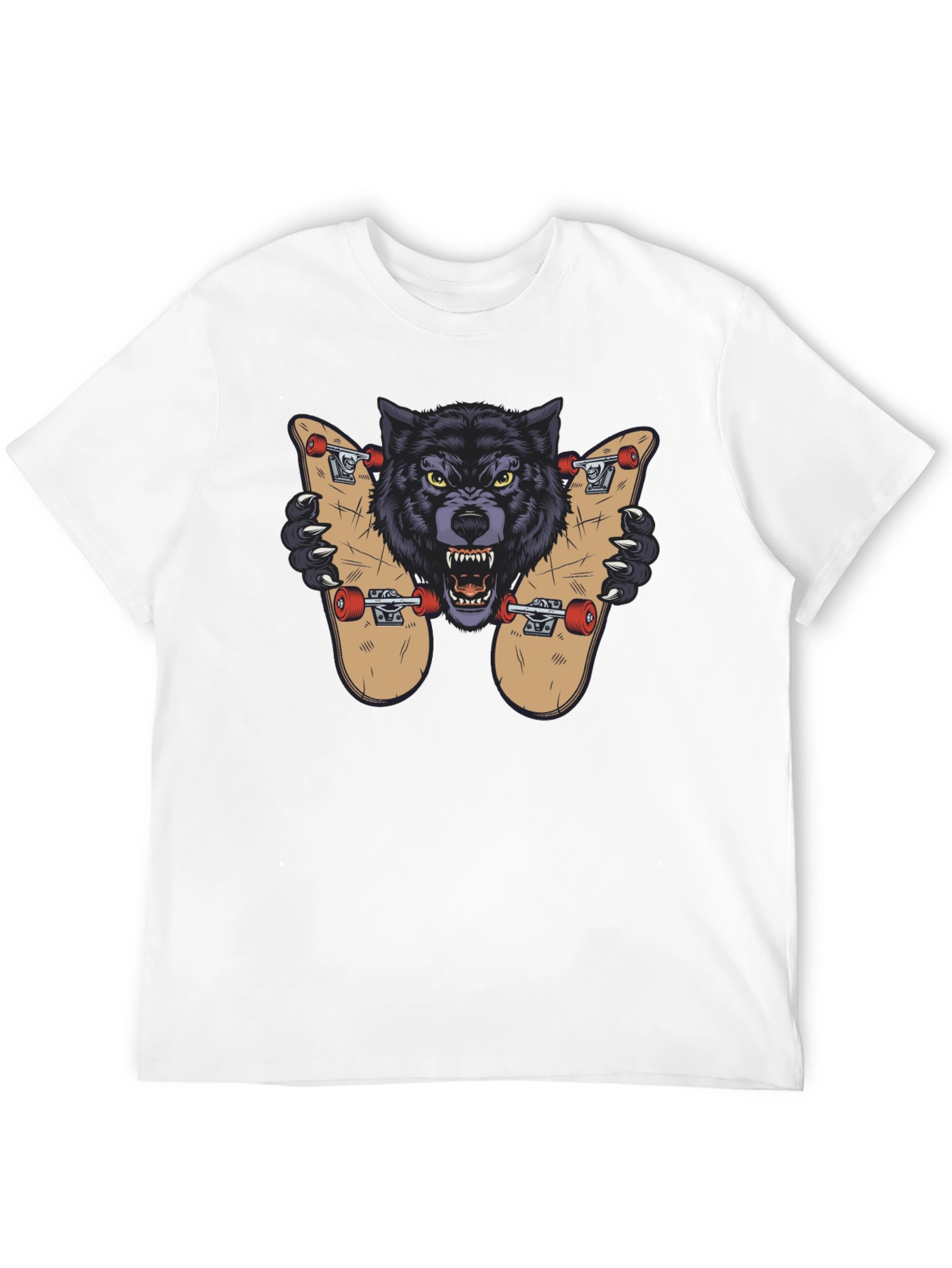 Wolf Skateboard Graphic Tee - Cool Streetwear Design