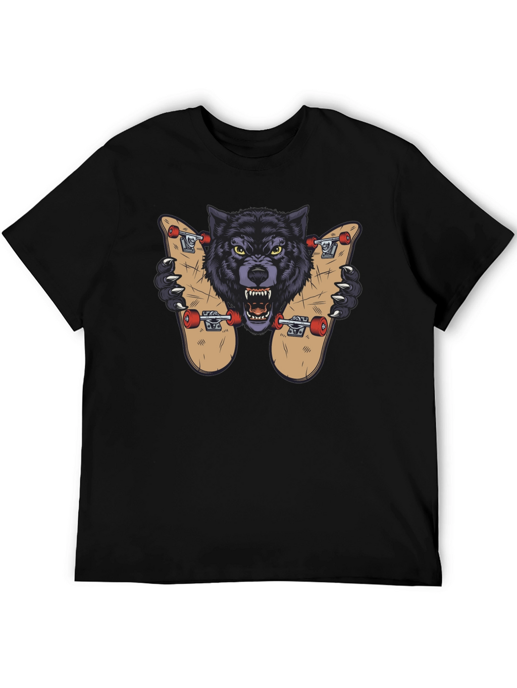 Wolf Skateboard Graphic Tee - Cool Streetwear Design