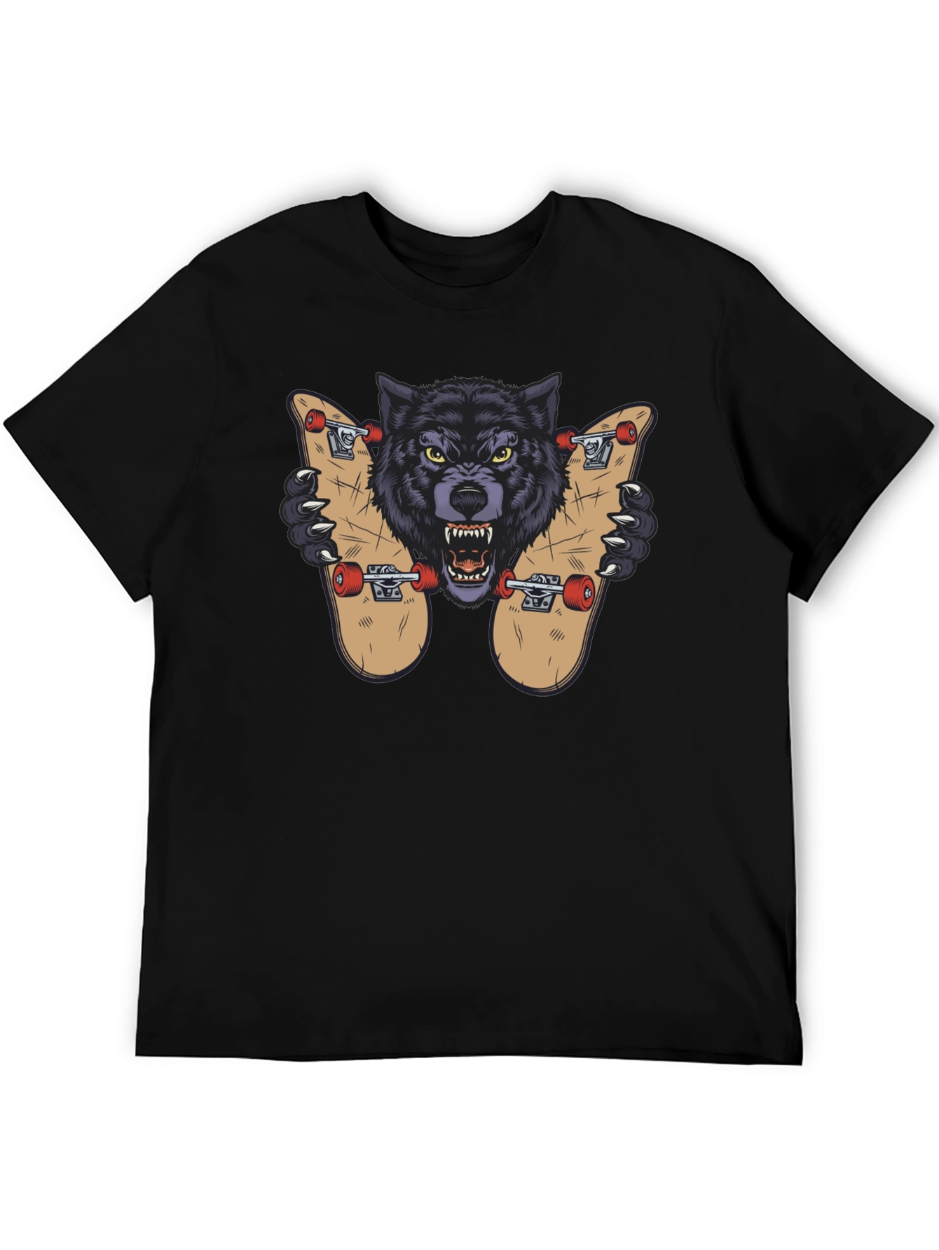 Wolf Skateboard Graphic Tee - Cool Streetwear Design