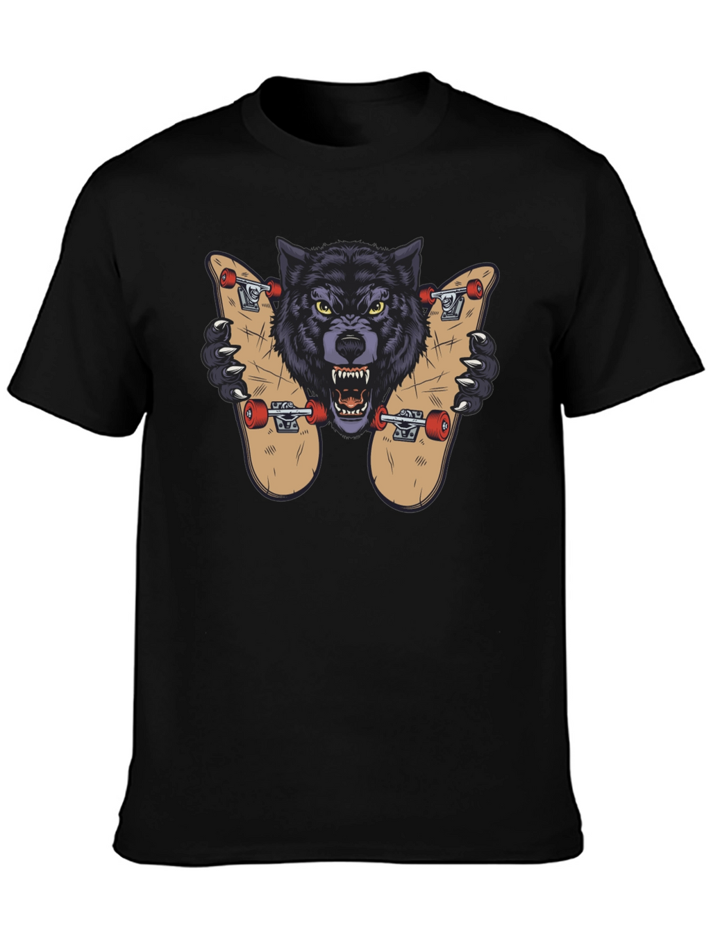 Wolf Skateboard Graphic Tee - Cool Streetwear Design