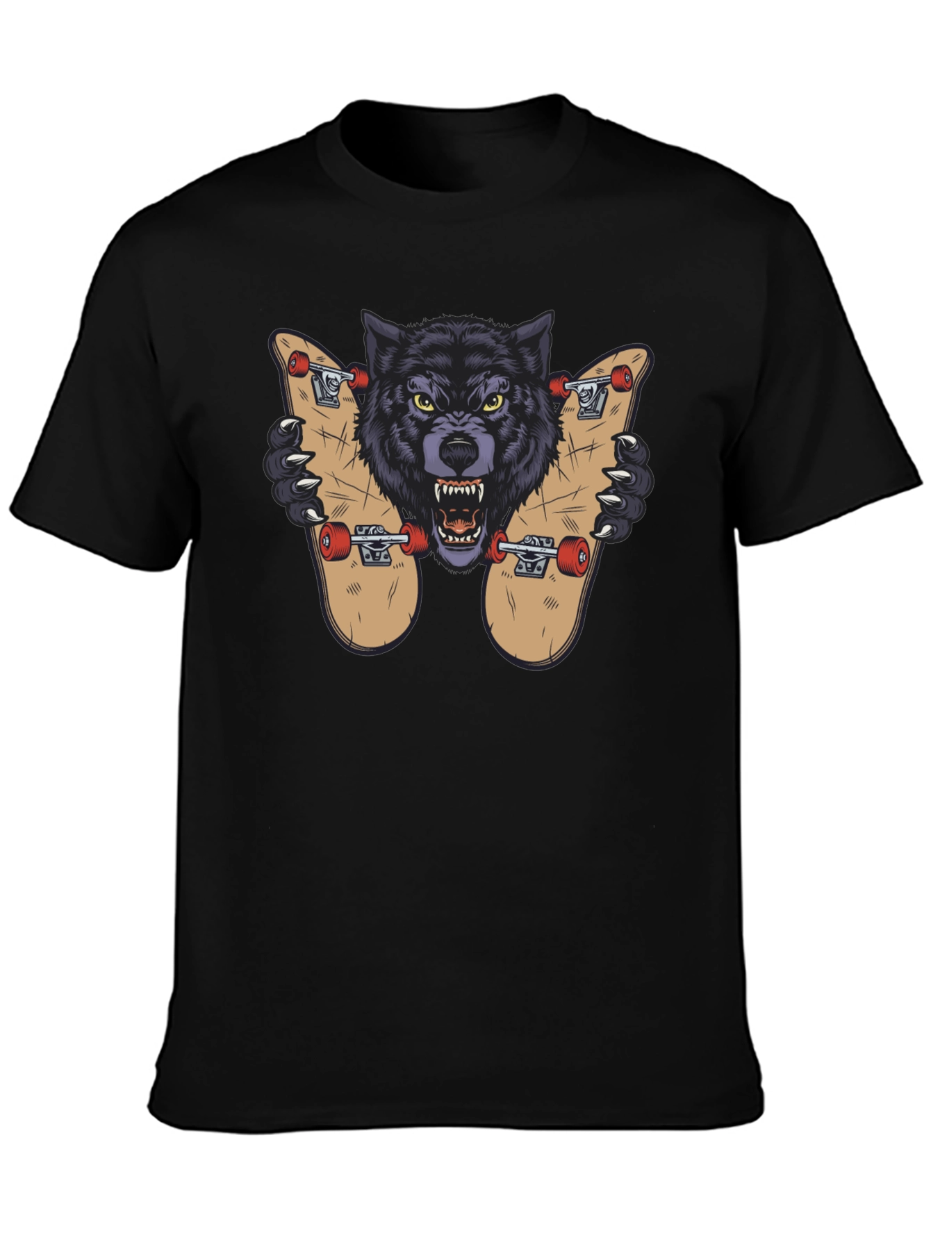 Wolf Skateboard Graphic Tee - Cool Streetwear Design