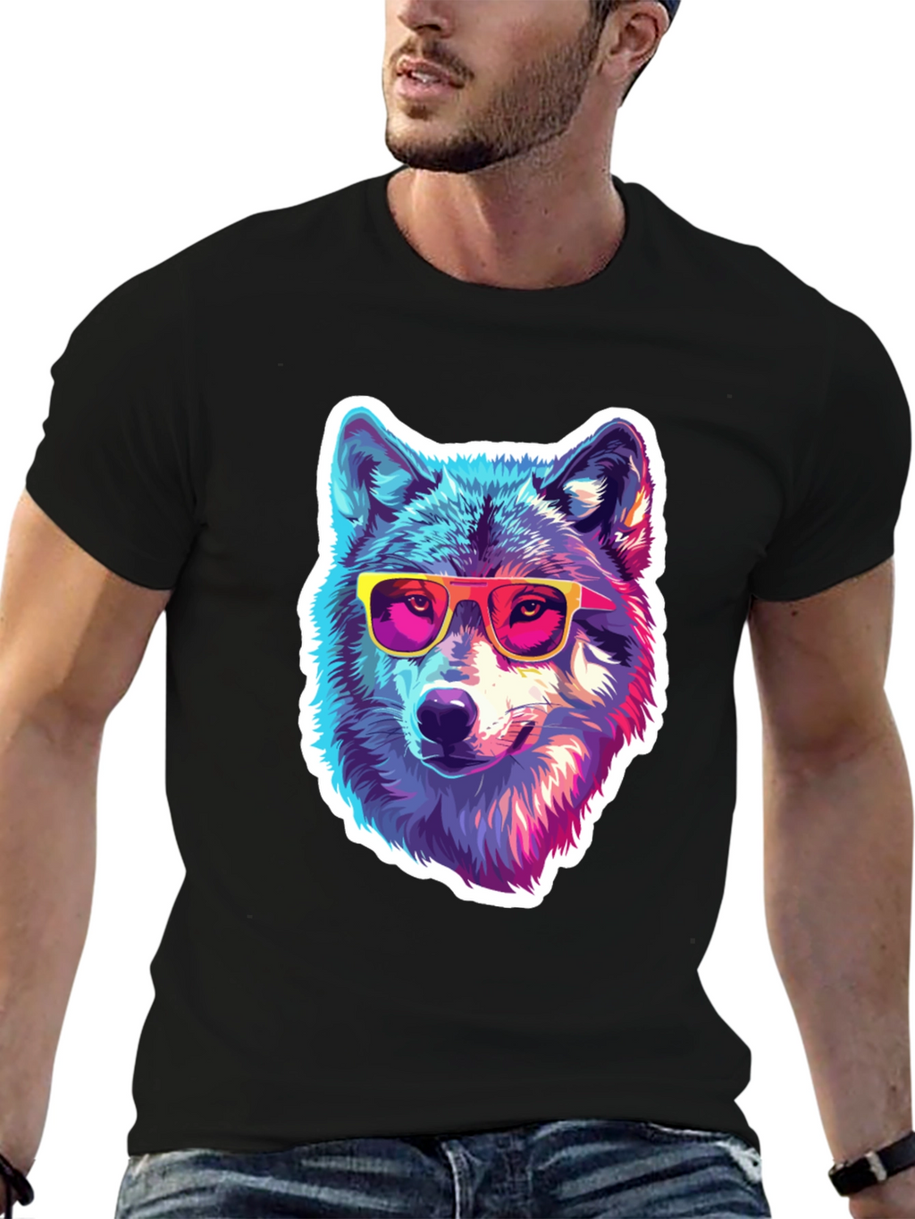 Cool Wolf Graphic Tee - Funky Animal Shirt