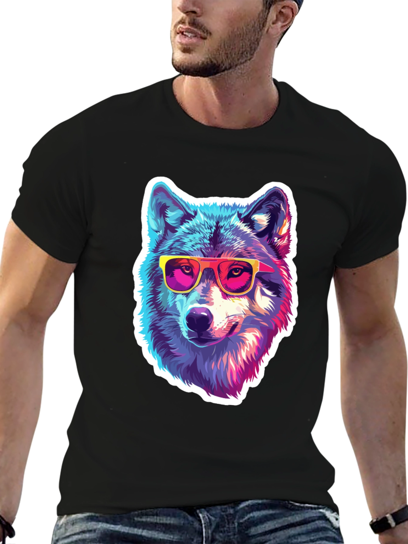 Cool Wolf Graphic Tee - Funky Animal Shirt