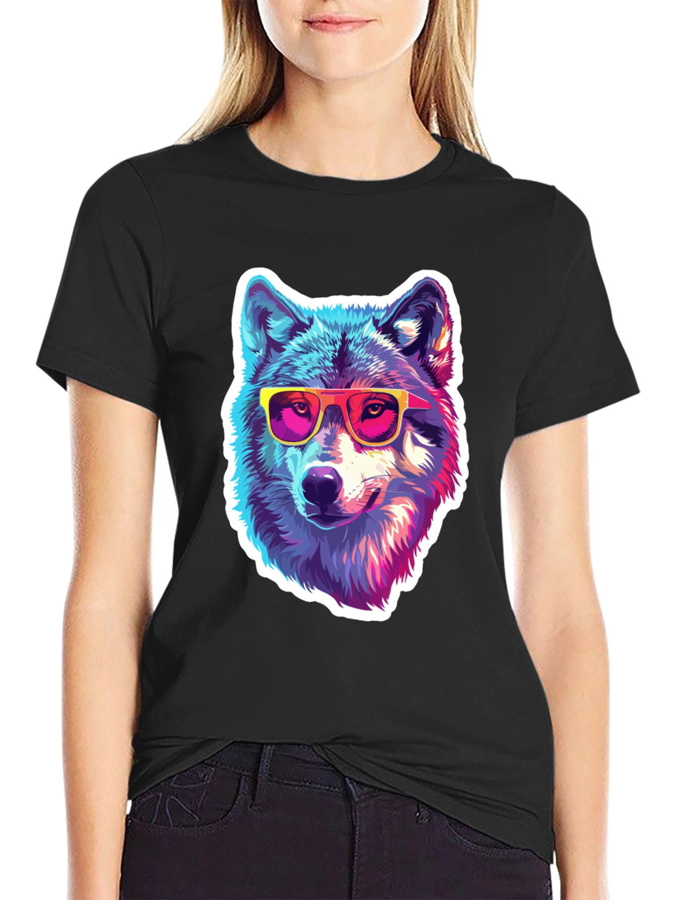 Cool Wolf Graphic Tee - Funky Animal Shirt