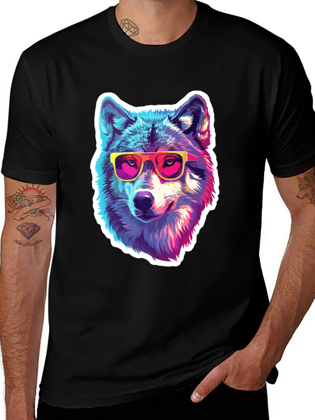 Cool Wolf Graphic Tee - Funky Animal Shirt