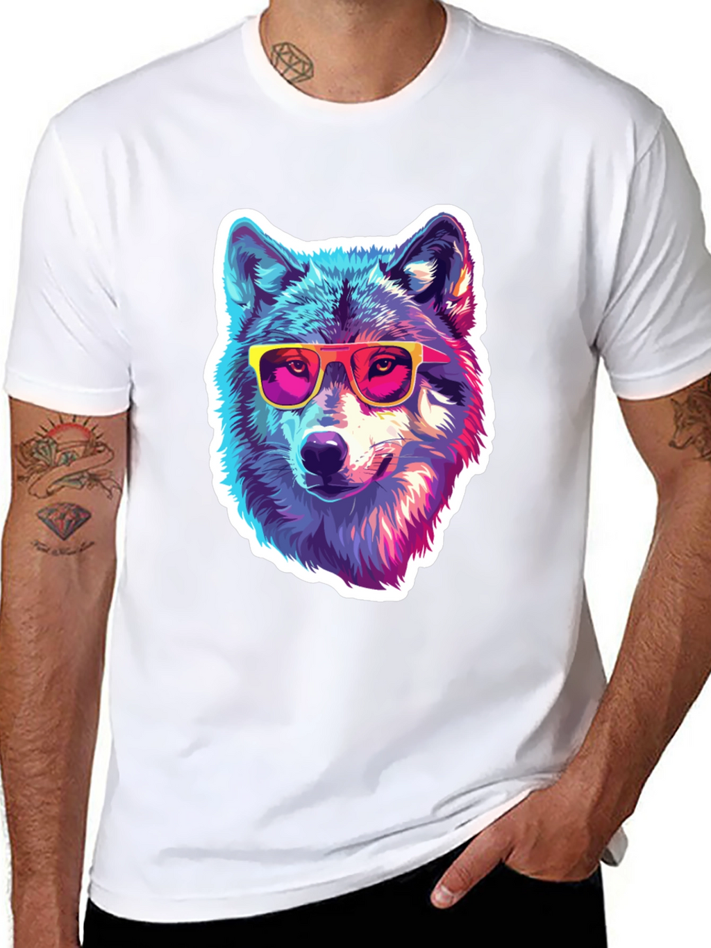 Cool Wolf Graphic Tee - Funky Animal Shirt
