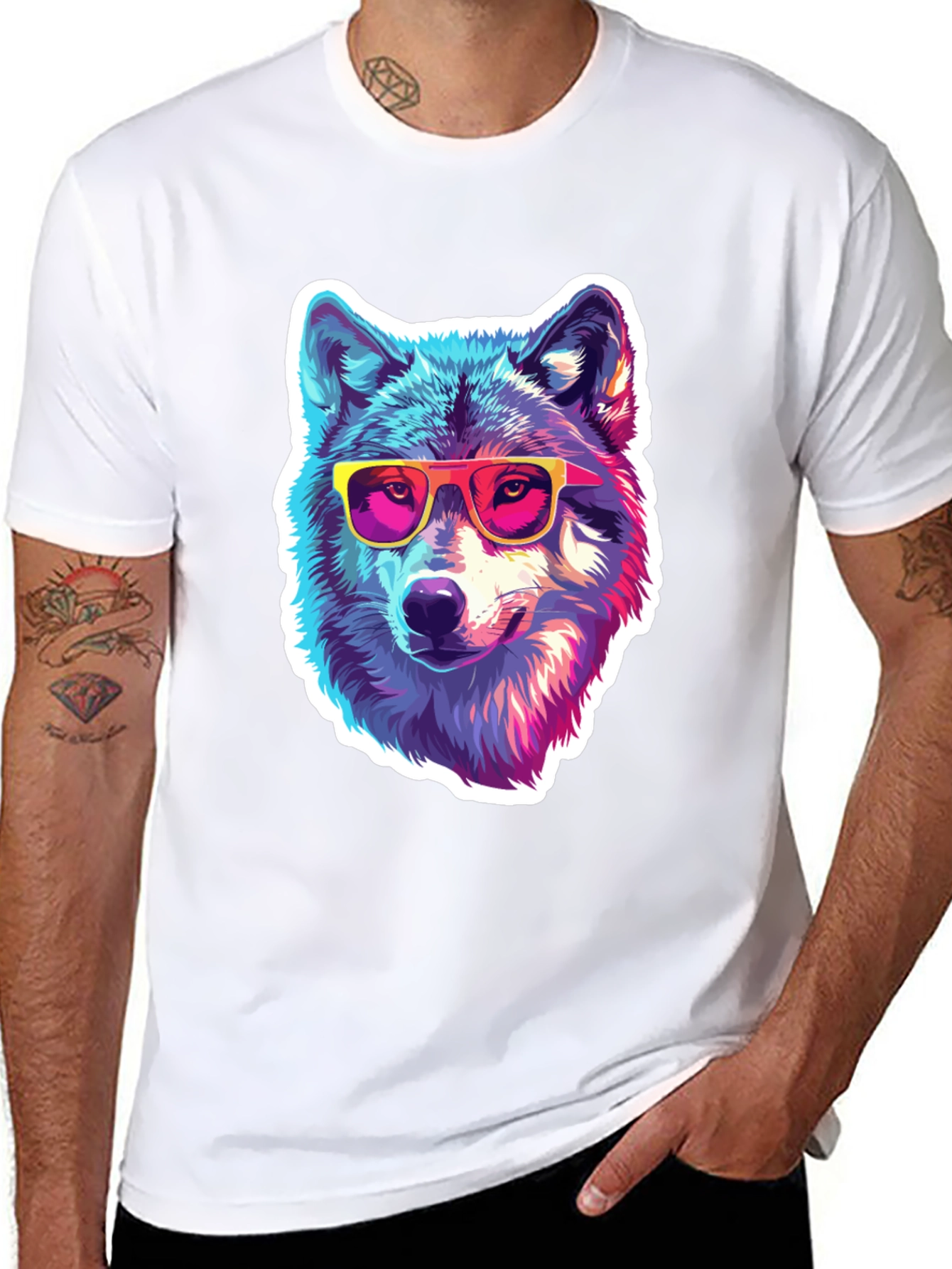 Cool Wolf Graphic Tee - Funky Animal Shirt