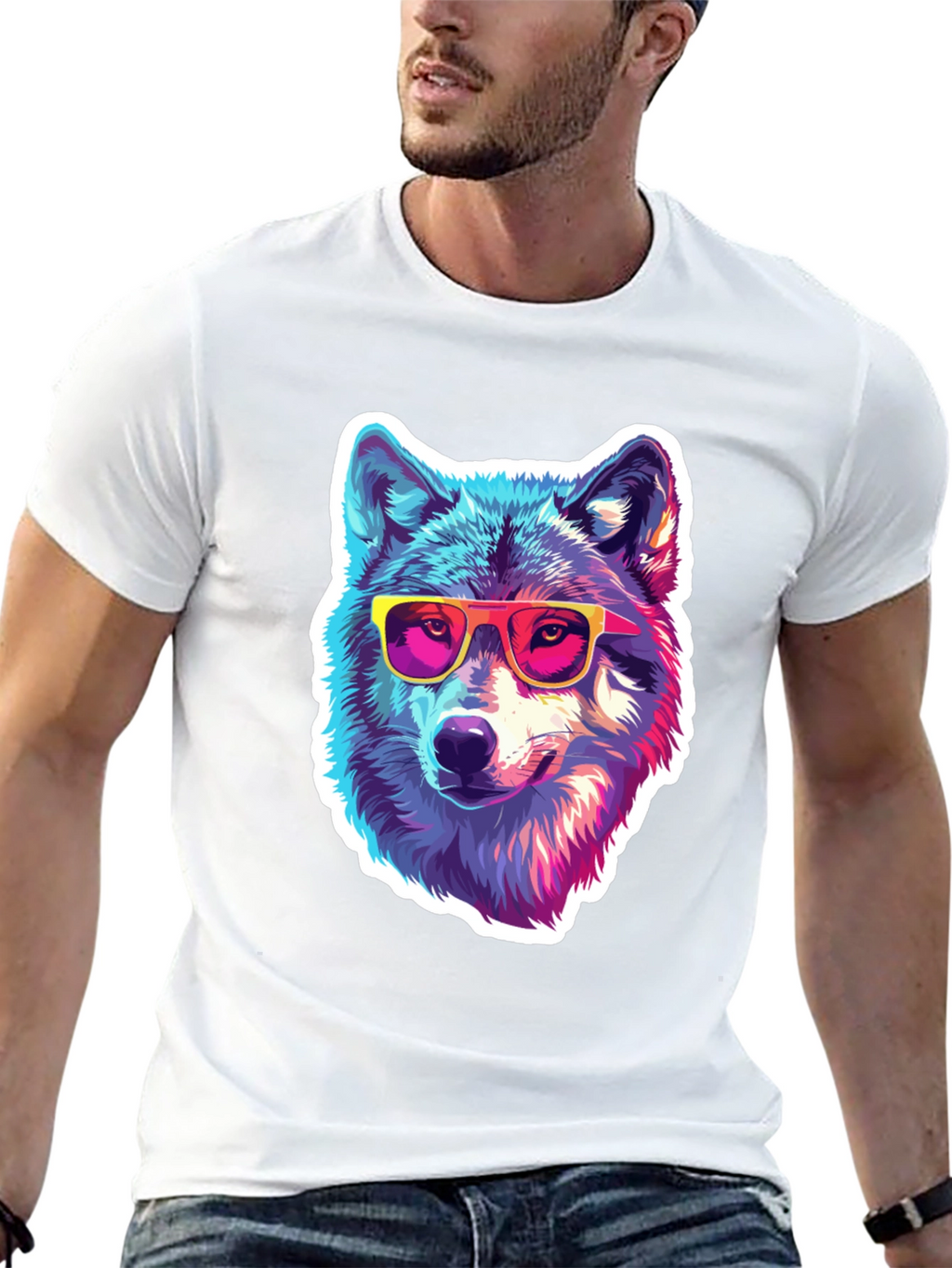 Cool Wolf Graphic Tee - Funky Animal Shirt