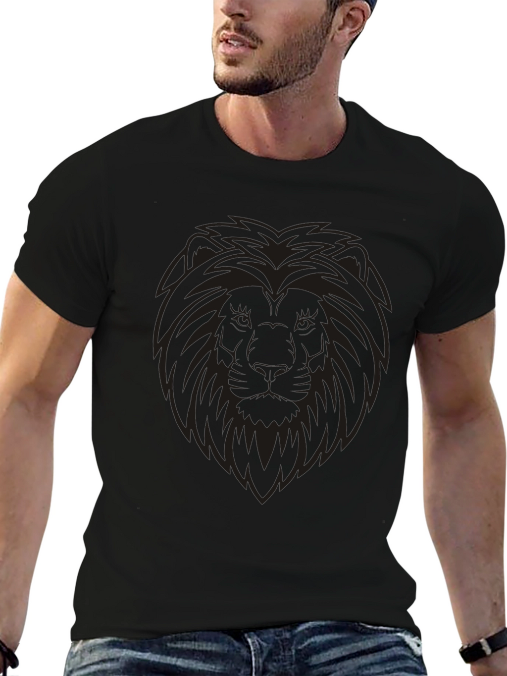 Lion Graphic Mens Black T-Shirt
