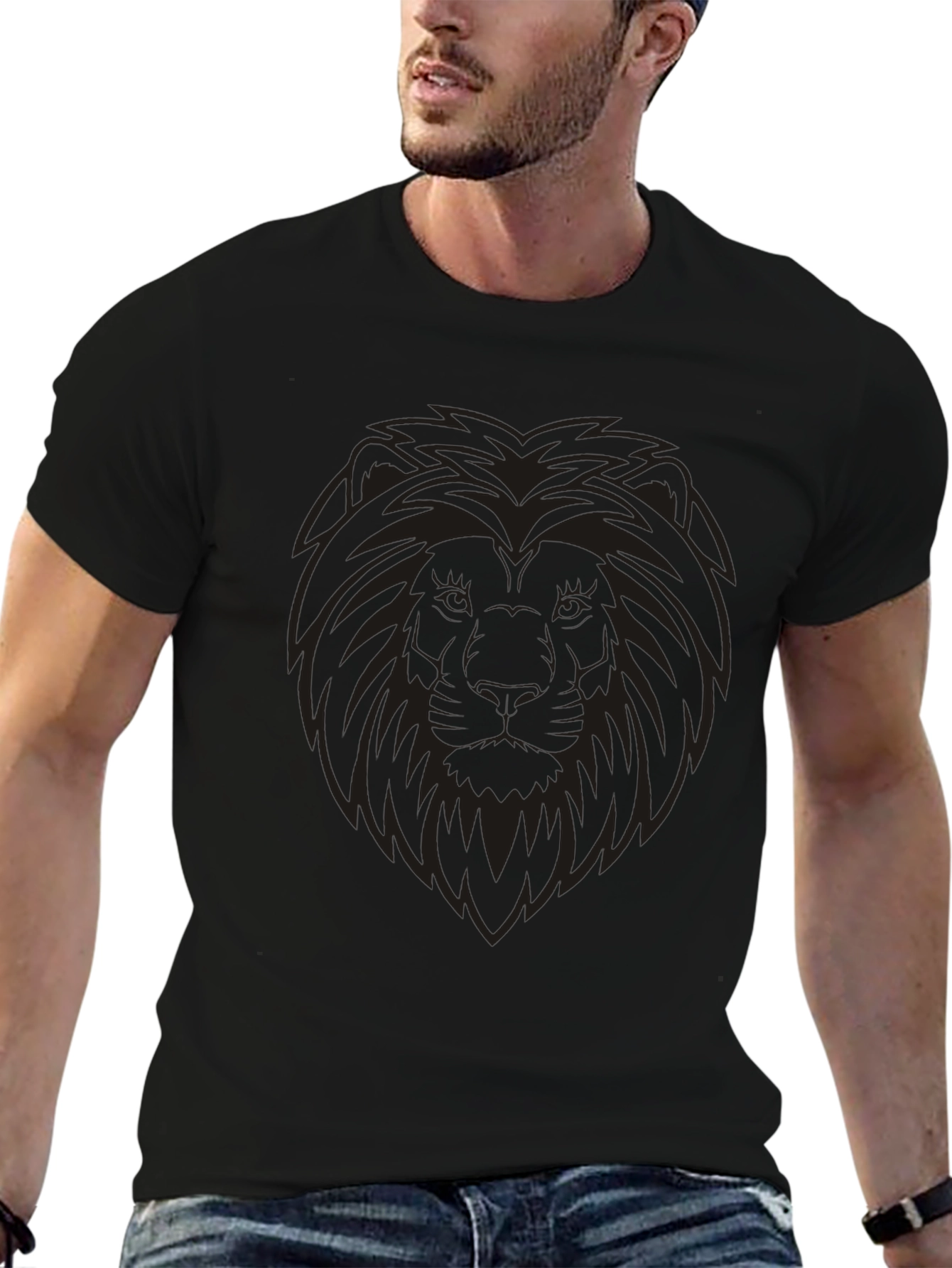 Lion Graphic Mens Black T-Shirt