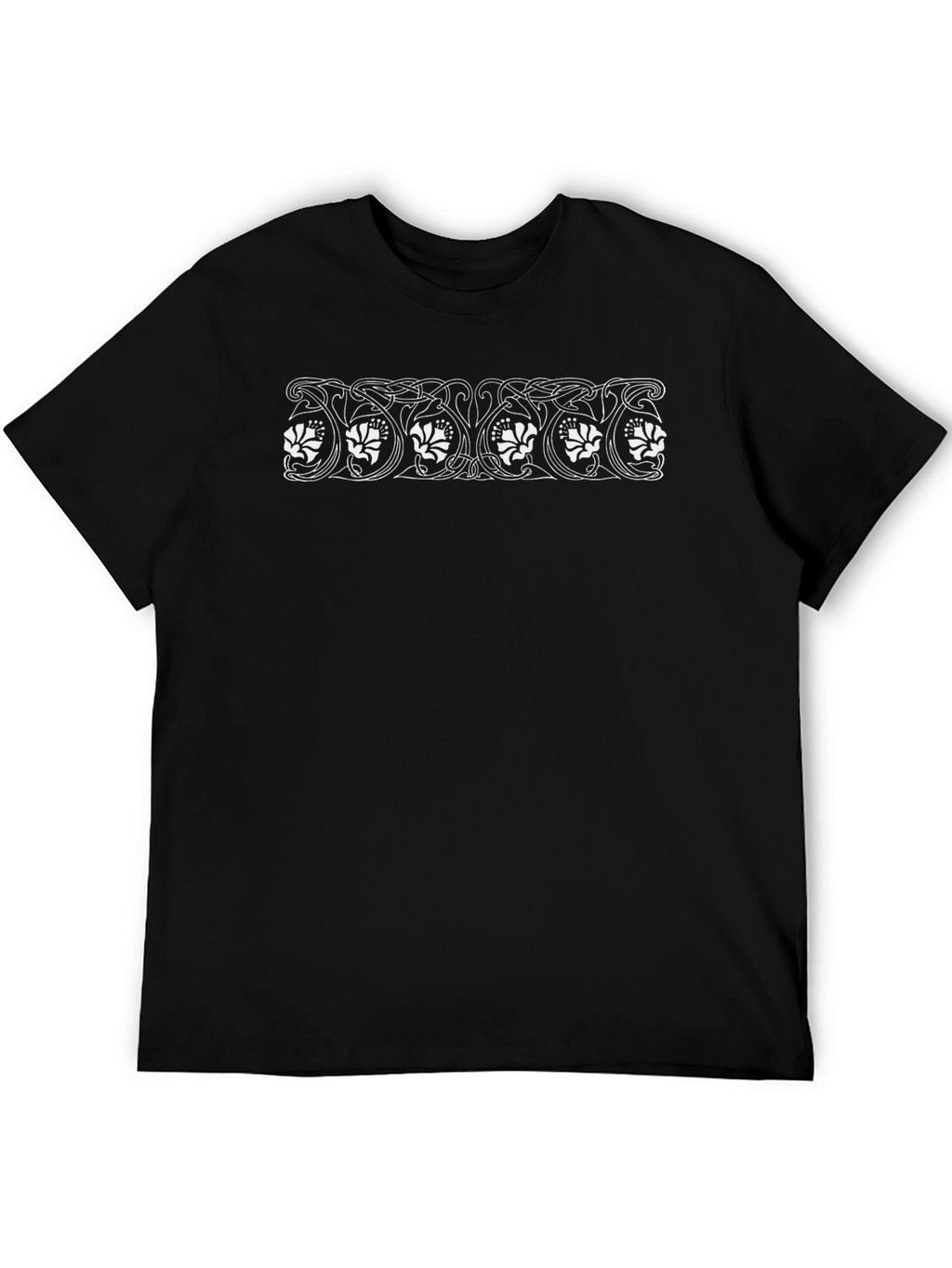 Floral Art Nouveau Graphic Tee - Black