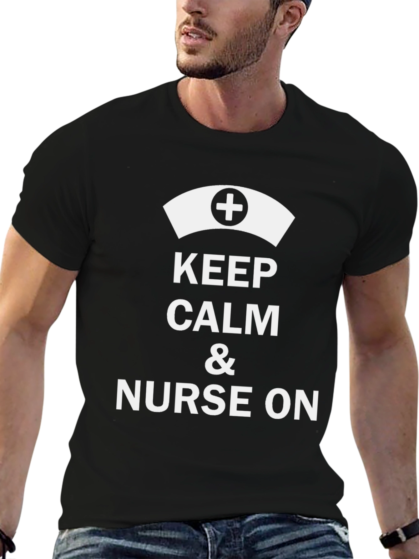 Keep Calm & Nurse On Black Graphic T-Shirt