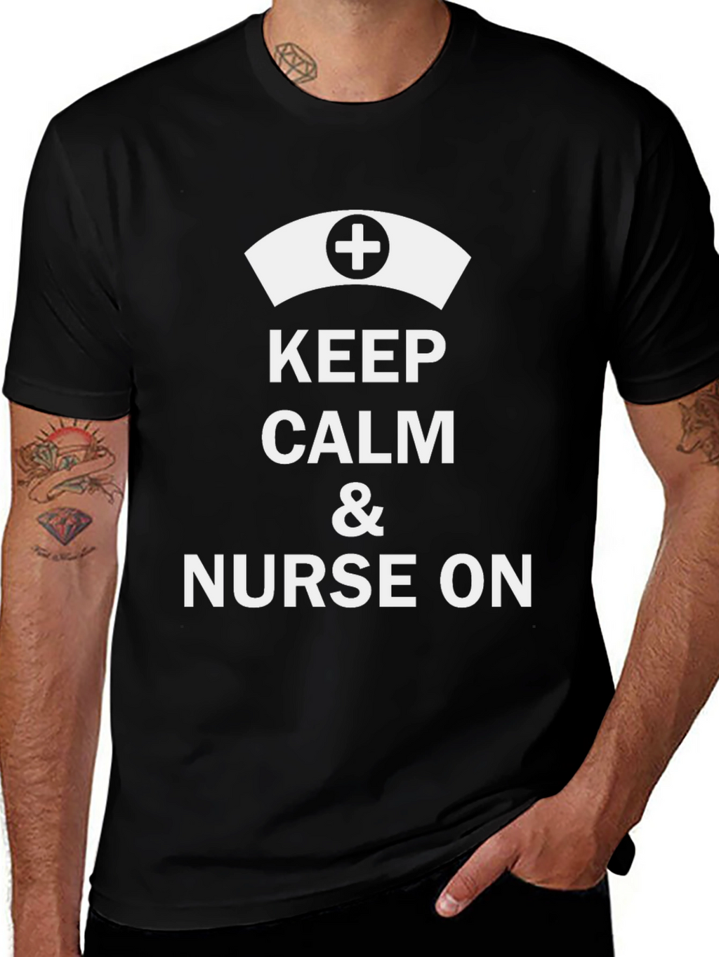 Keep Calm & Nurse On Black Graphic T-Shirt