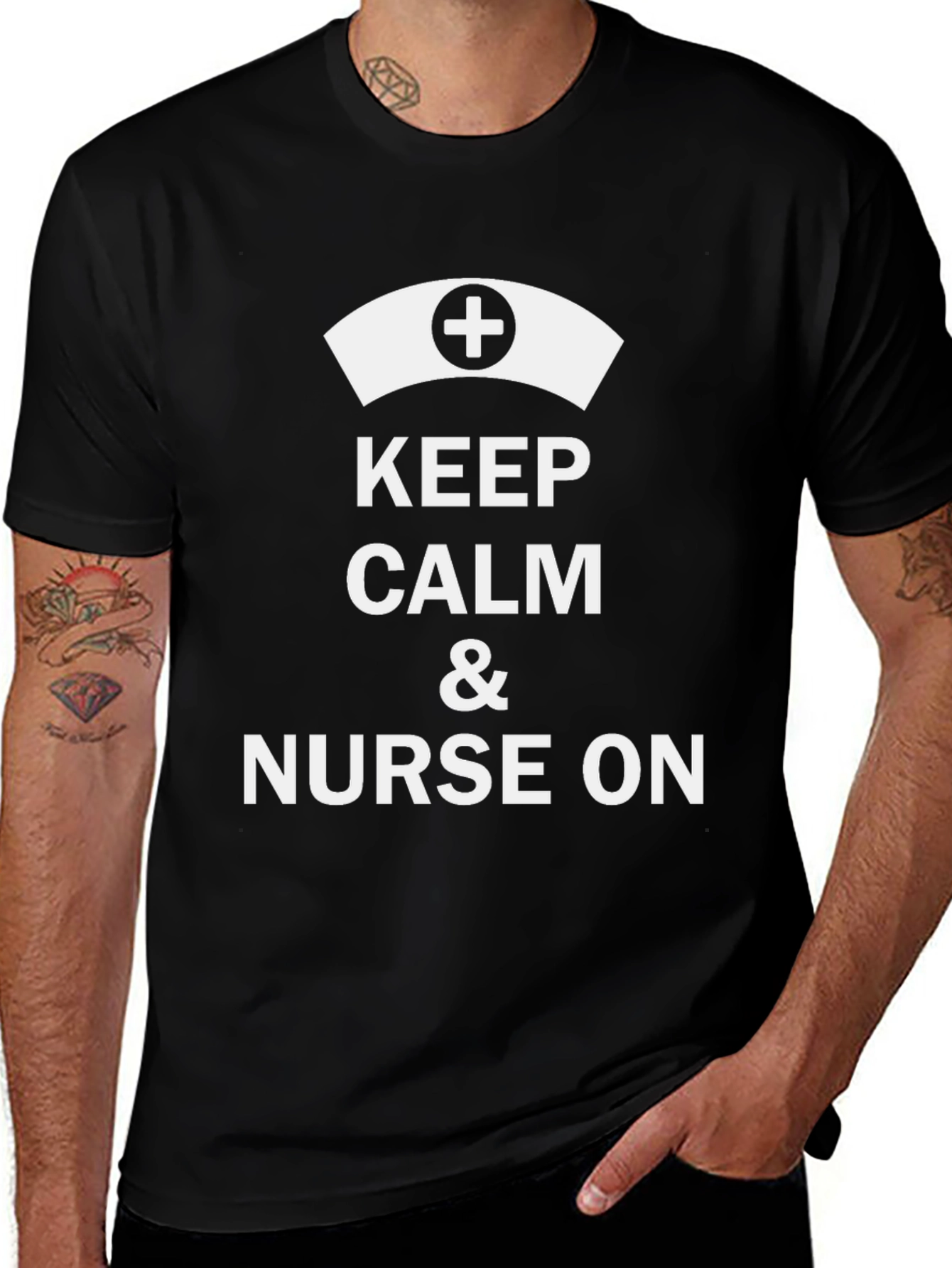 Keep Calm & Nurse On Black Graphic T-Shirt