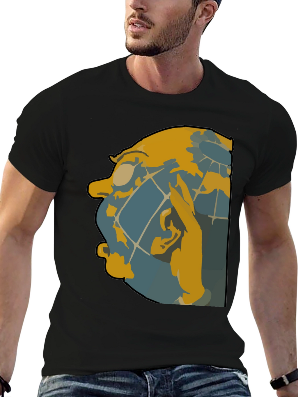 Unique Graphic Tee - Abstract Face Design