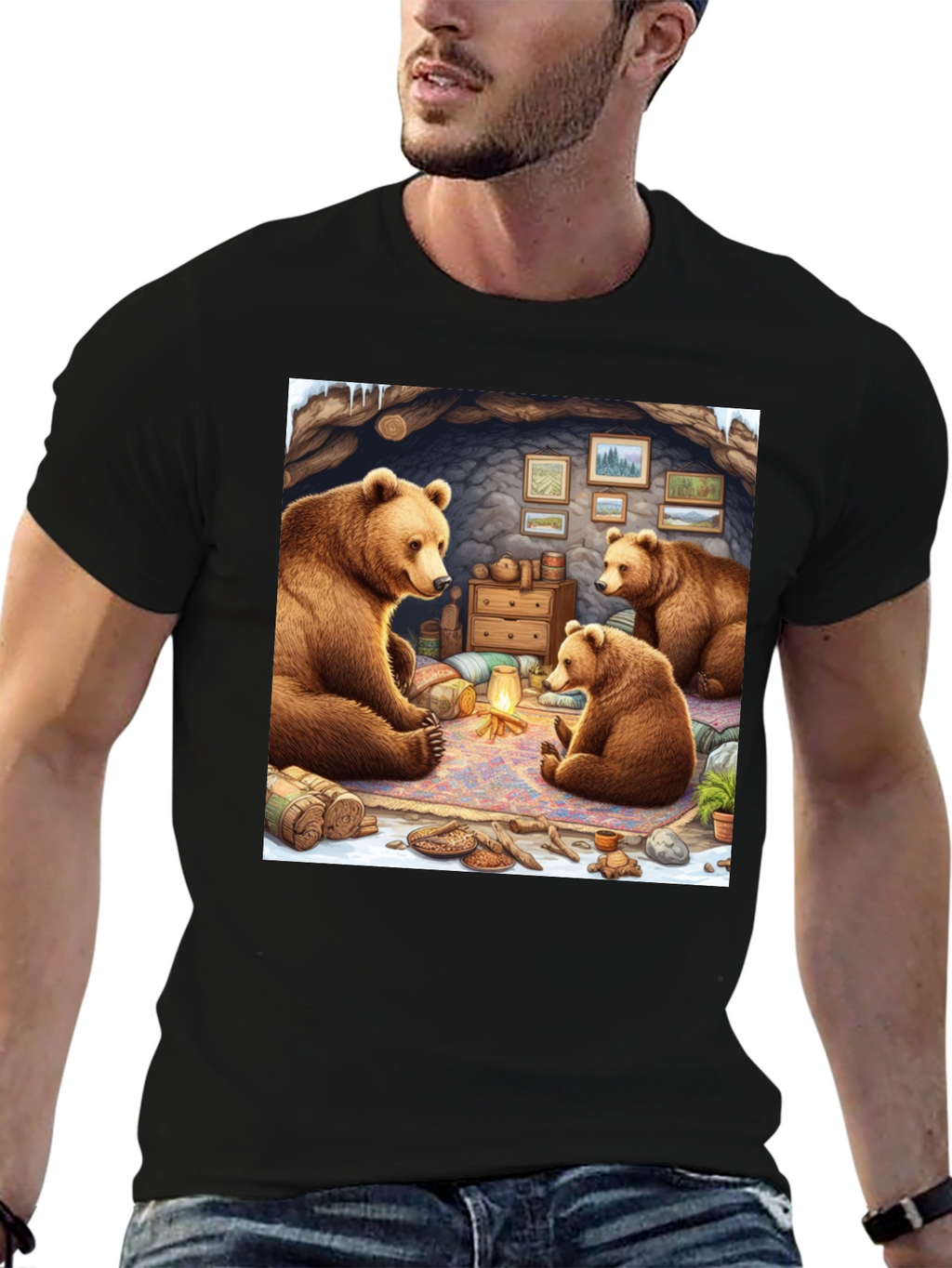 Bear Family Cabin T-Shirt