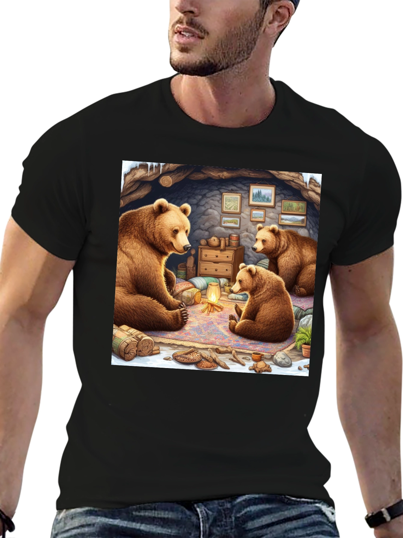 Bear Family Cabin T-Shirt