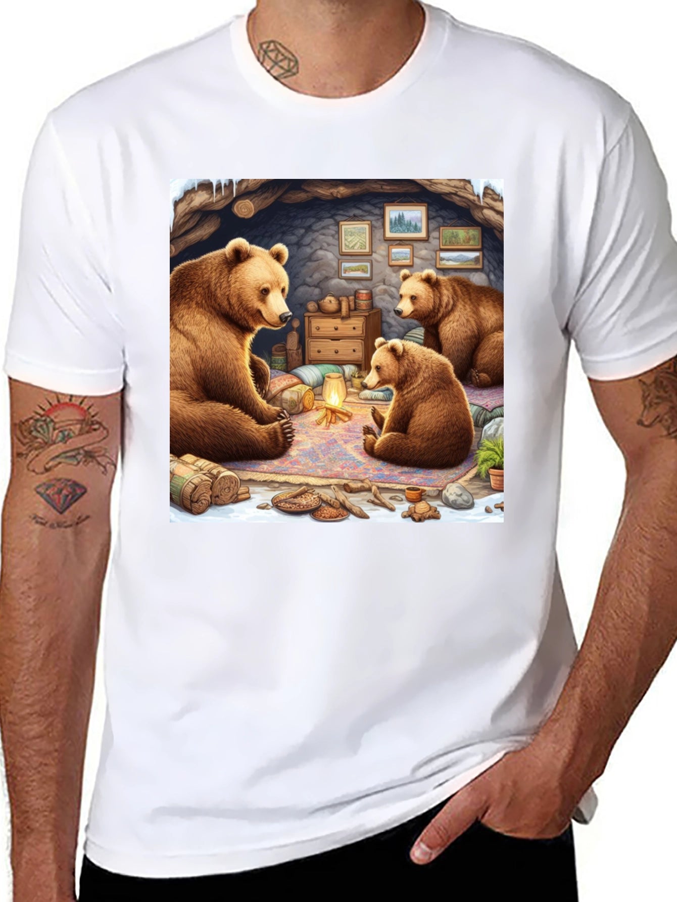 Bear Family Cabin T-Shirt