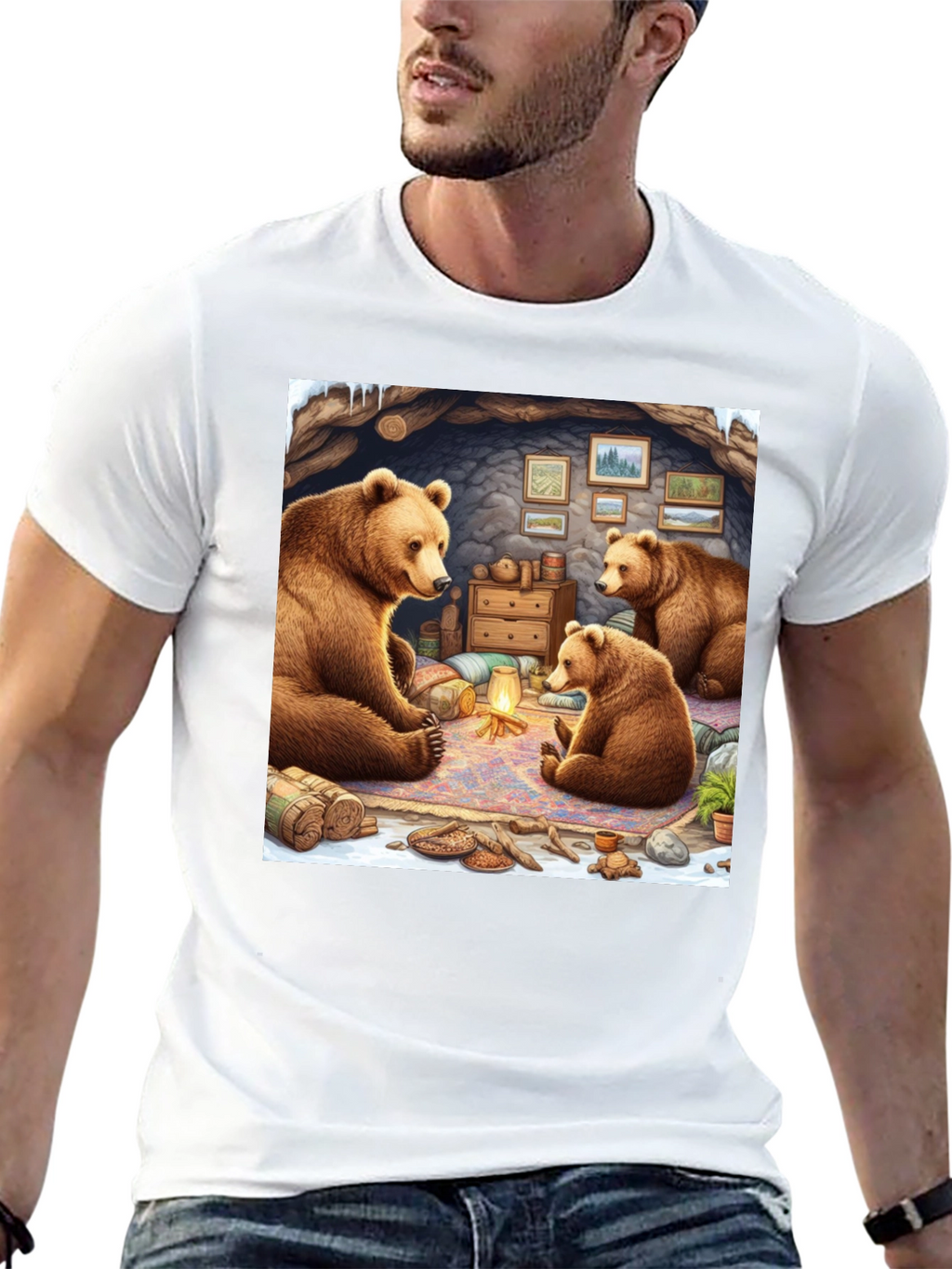 Bear Family Cabin T-Shirt