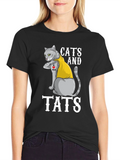 Cats and Tats Graphic T-Shirt - Novelty Tee