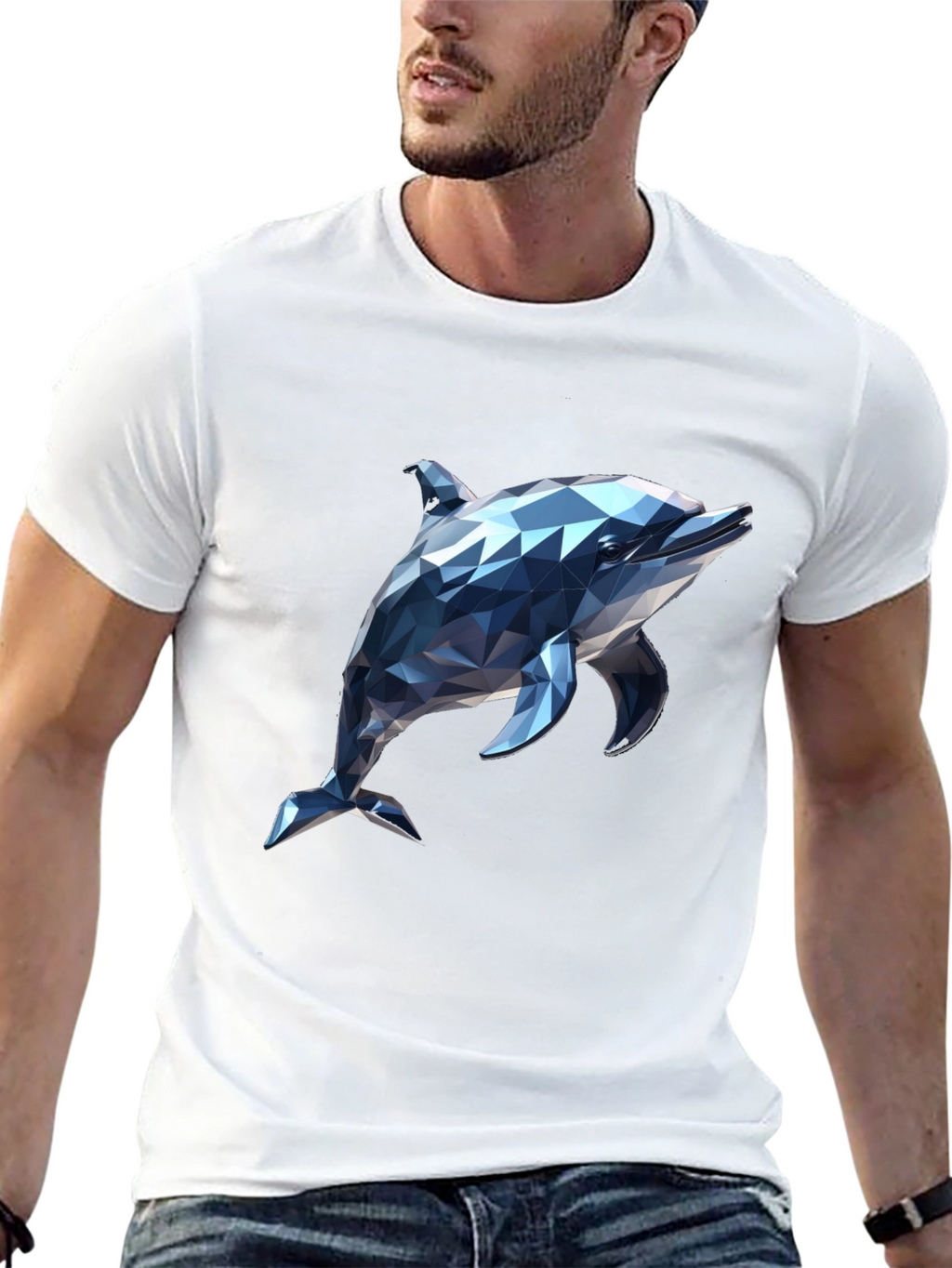 Geometric Dolphin Graphic T-Shirt - Modern Style