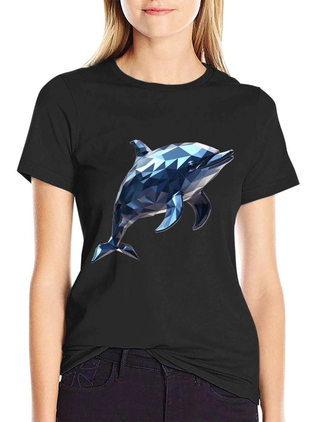 Geometric Dolphin Graphic T-Shirt - Modern Style