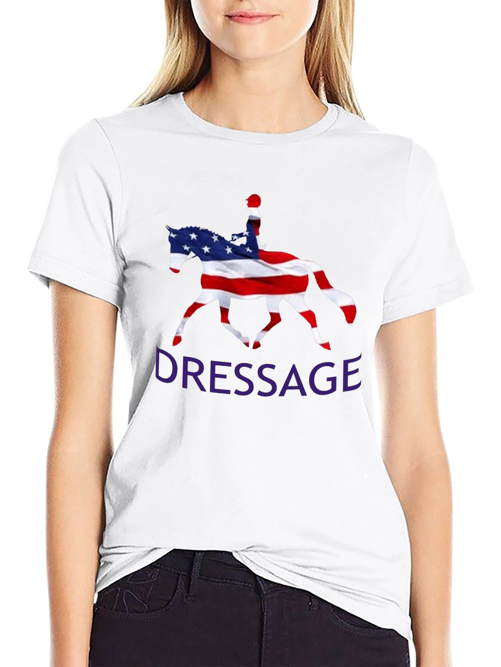 American Flag Dressage Horse Graphic Tee