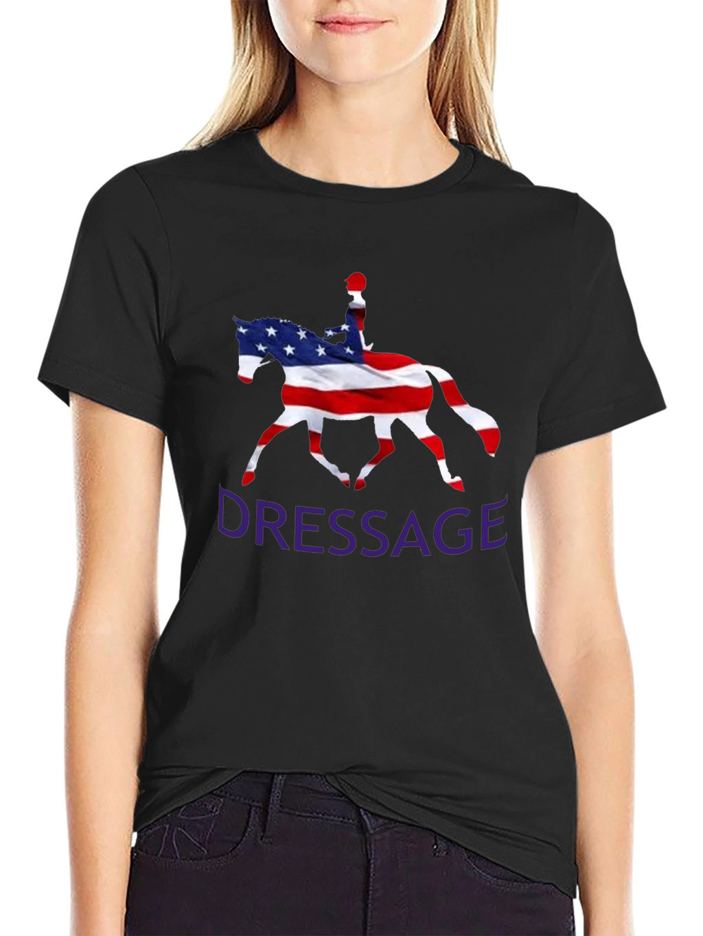 American Flag Dressage Horse Graphic Tee