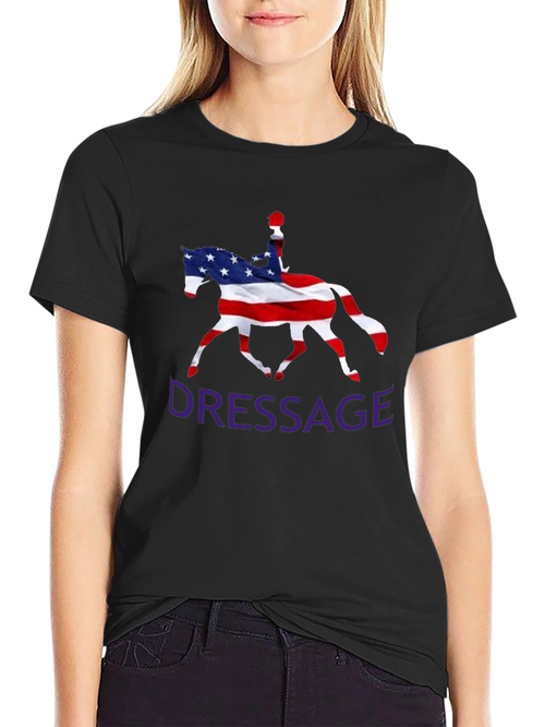 American Flag Dressage Horse Graphic Tee