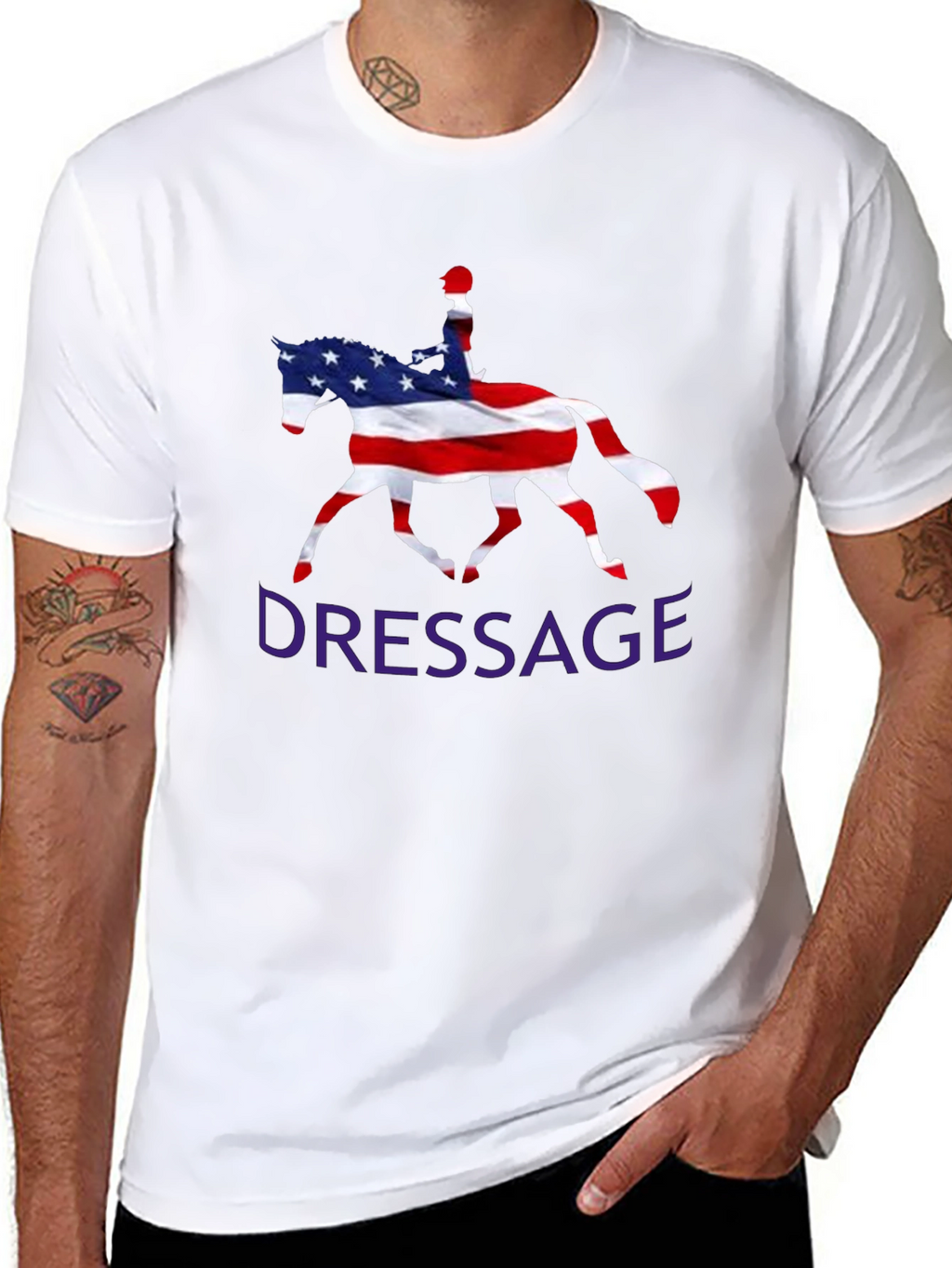 American Flag Dressage Horse Graphic Tee
