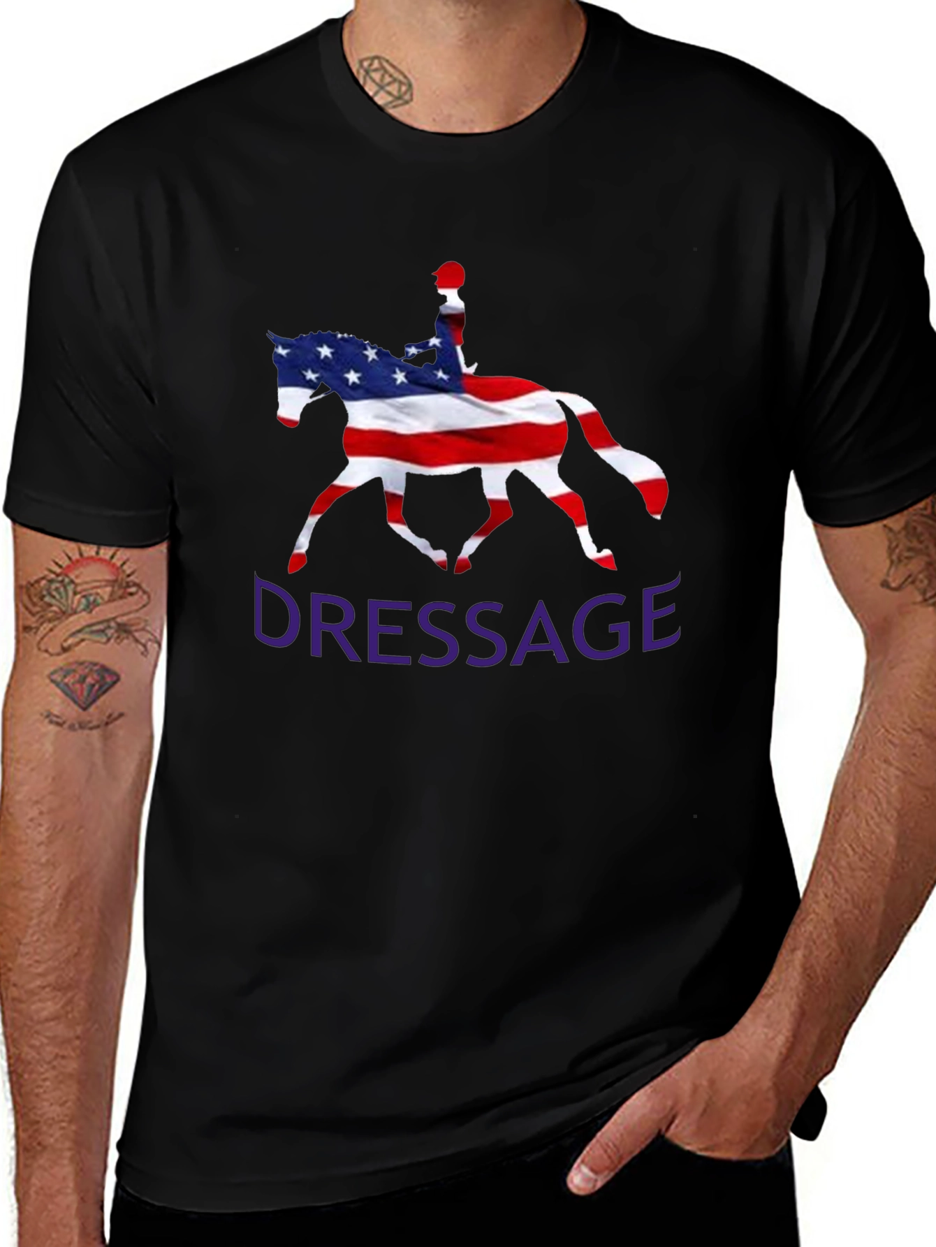 American Flag Dressage Horse Graphic Tee