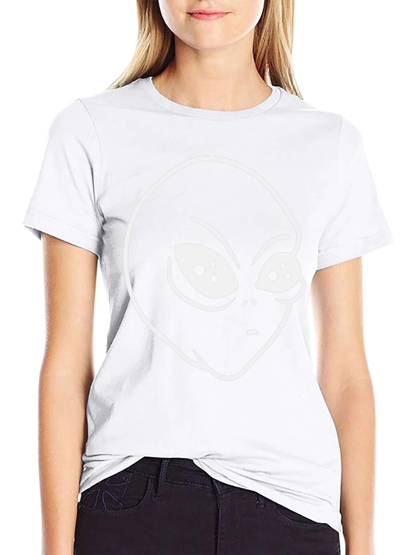 Alien Head Graphic Tee - Black Cotton T-Shirt