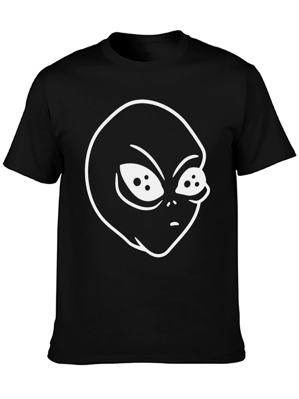 Alien Head Graphic Tee - Black Cotton T-Shirt