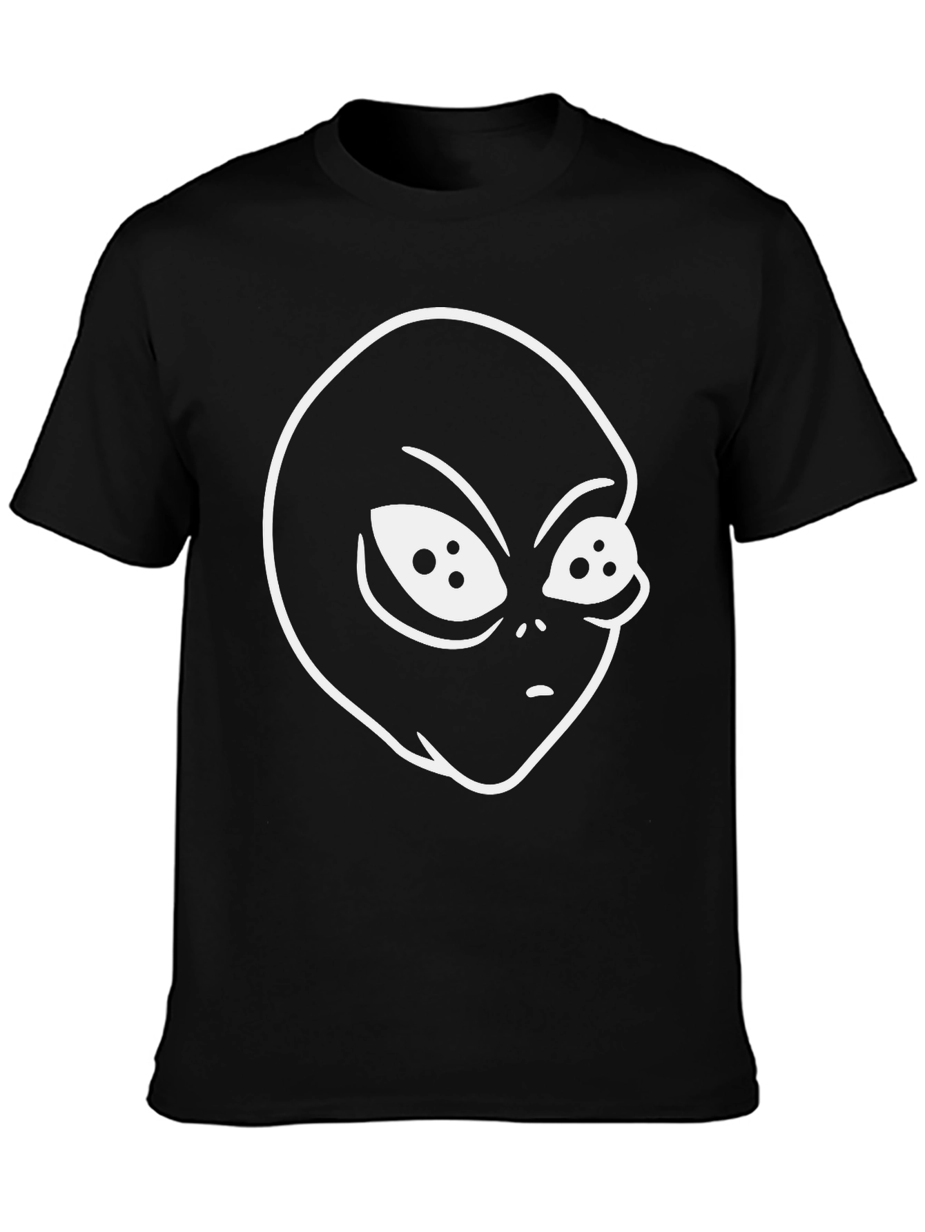 Alien Head Graphic Tee - Black Cotton T-Shirt
