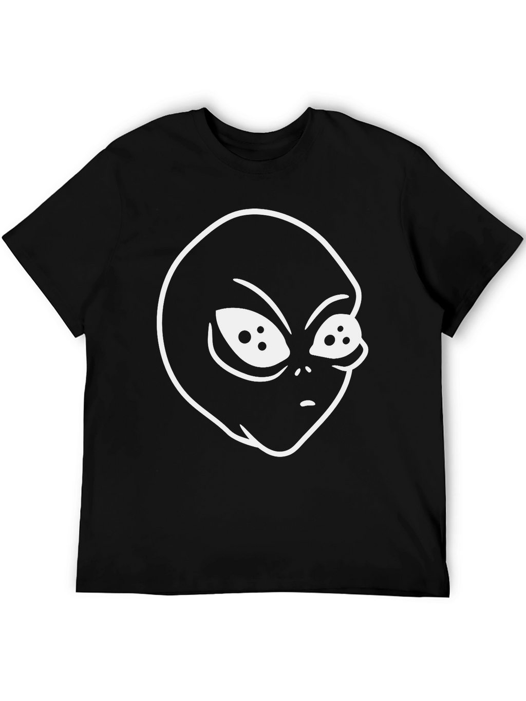 Alien Head Graphic Tee - Black Cotton T-Shirt