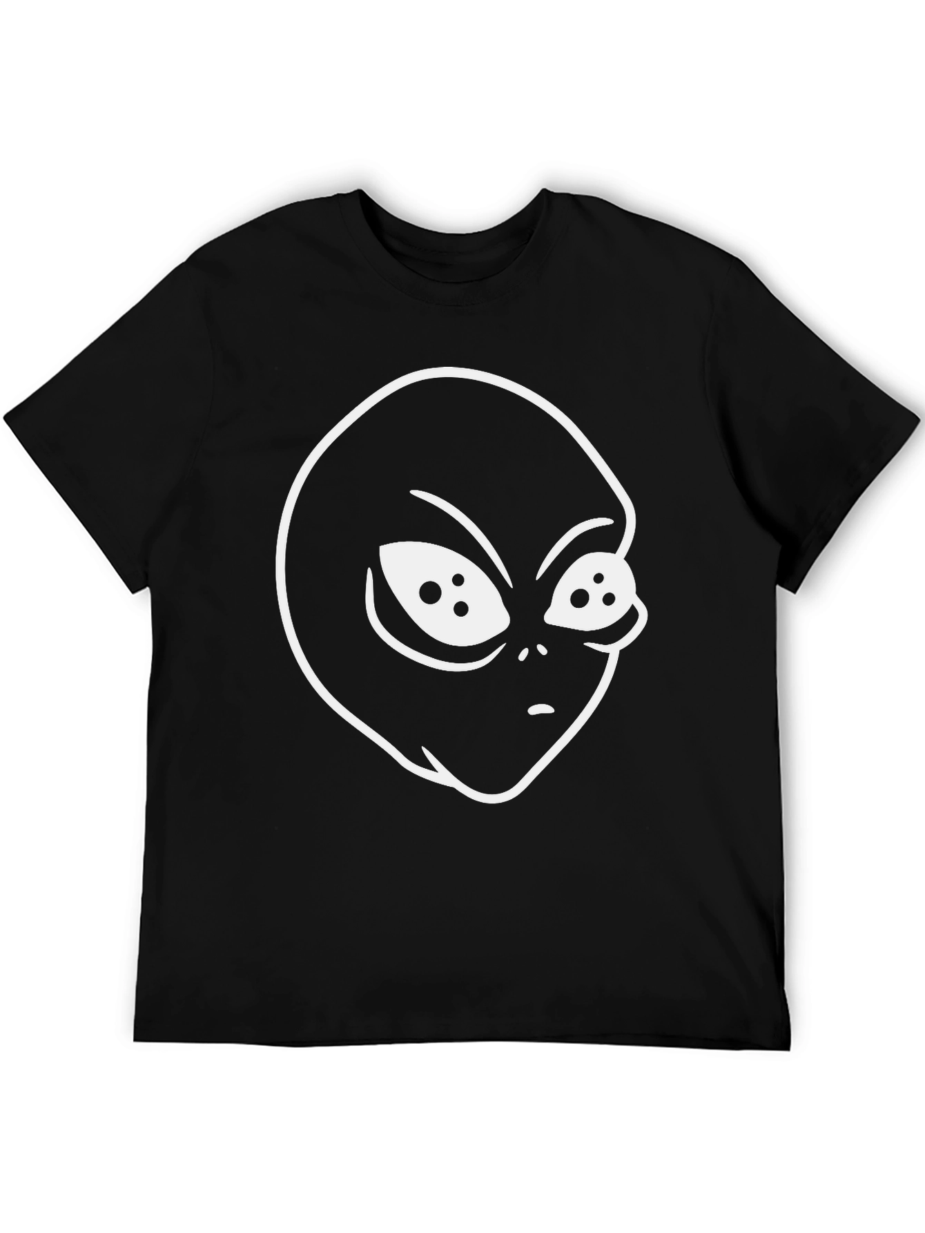 Alien Head Graphic Tee - Black Cotton T-Shirt