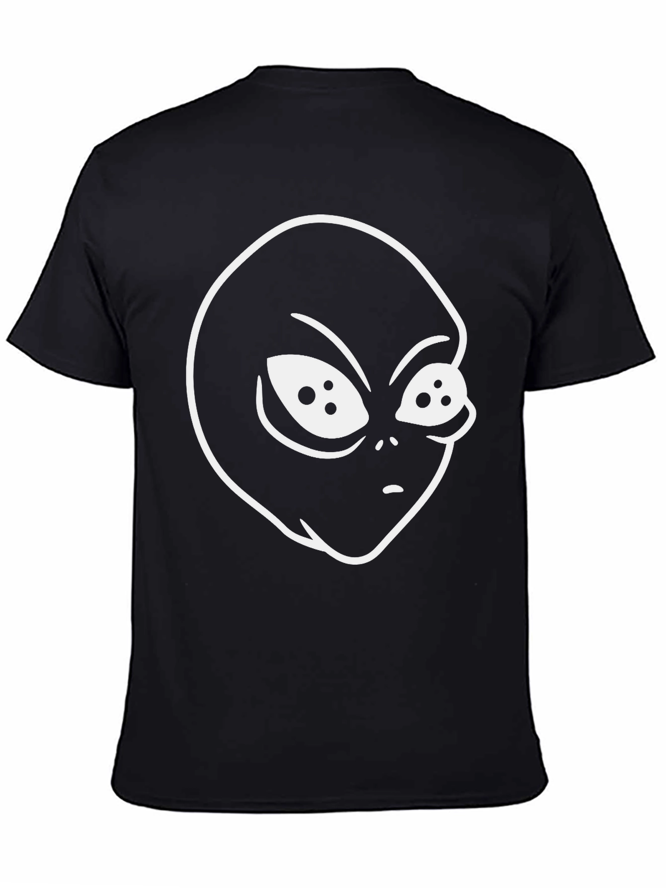 Alien Head Graphic Tee - Black Cotton T-Shirt