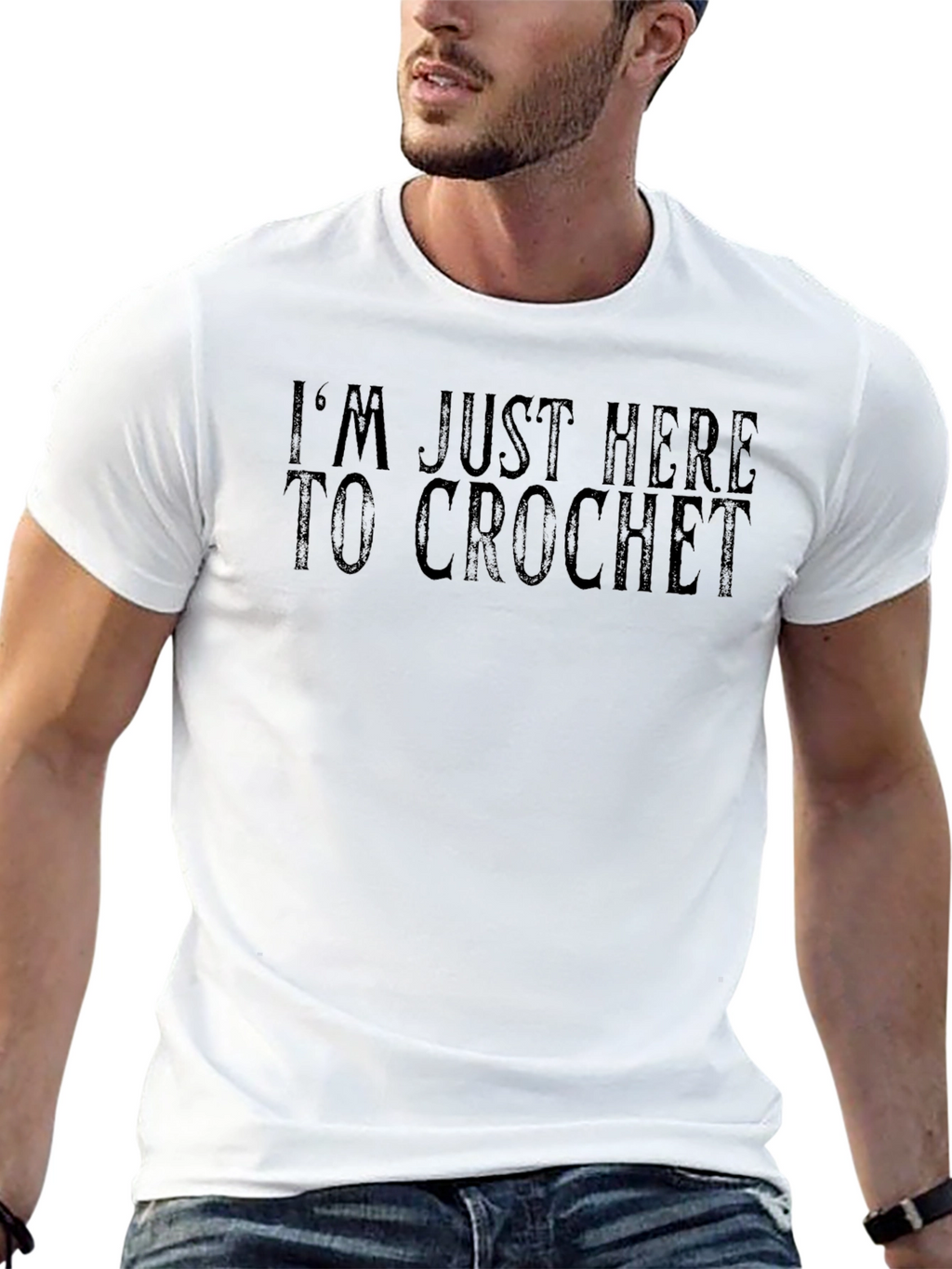 Im Just Here to Crochet Funny T-Shirt