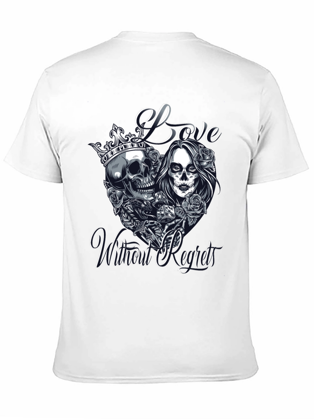 Love Without Regrets Skull & Roses Graphic T-Shirt