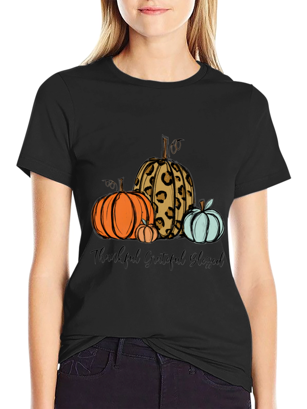 Thankful Grateful Blessed Pumpkin T-Shirt