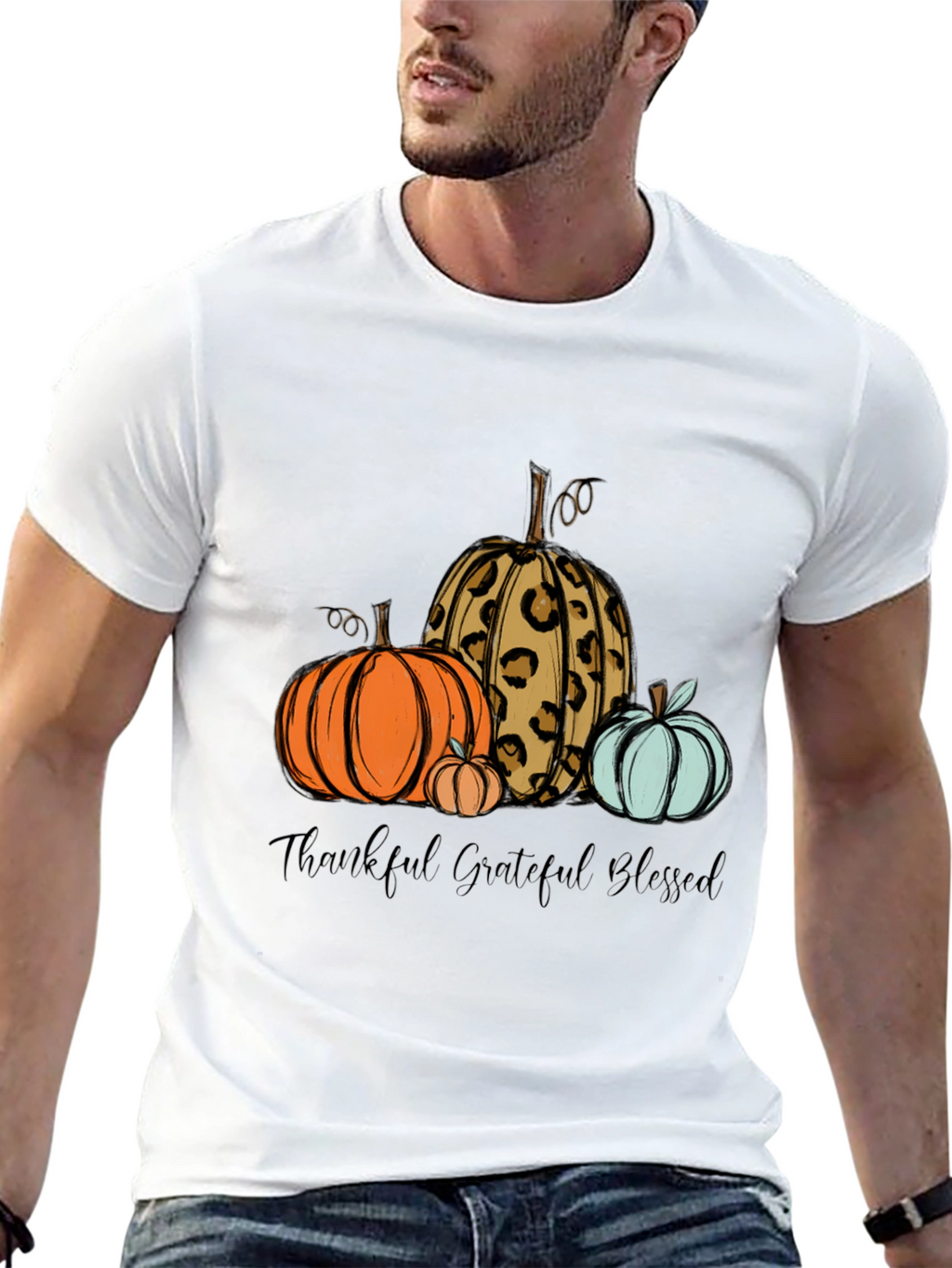 Thankful Grateful Blessed Pumpkin T-Shirt