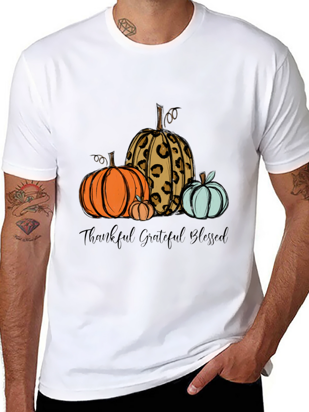 Thankful Grateful Blessed Pumpkin T-Shirt