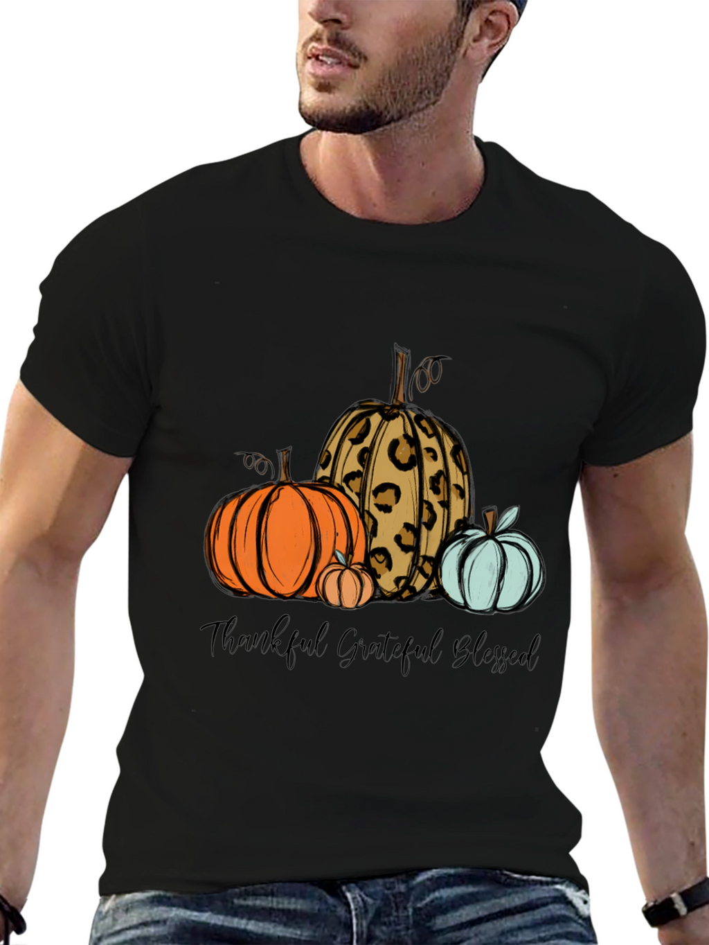 Thankful Grateful Blessed Pumpkin T-Shirt