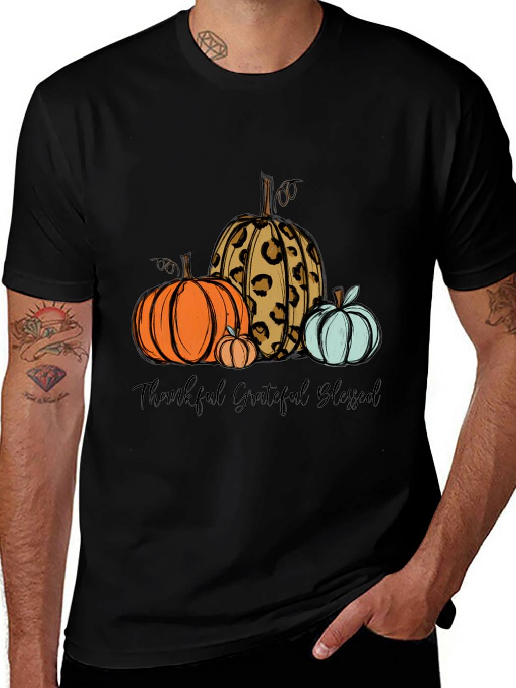 Thankful Grateful Blessed Pumpkin T-Shirt